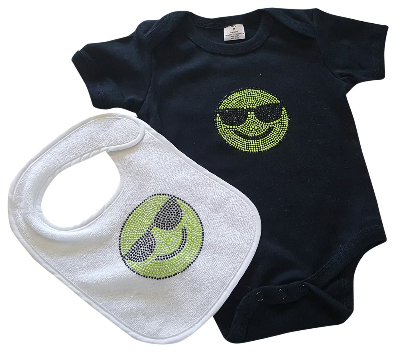 Baddablingz Emoji Glasses Onesie with Bib