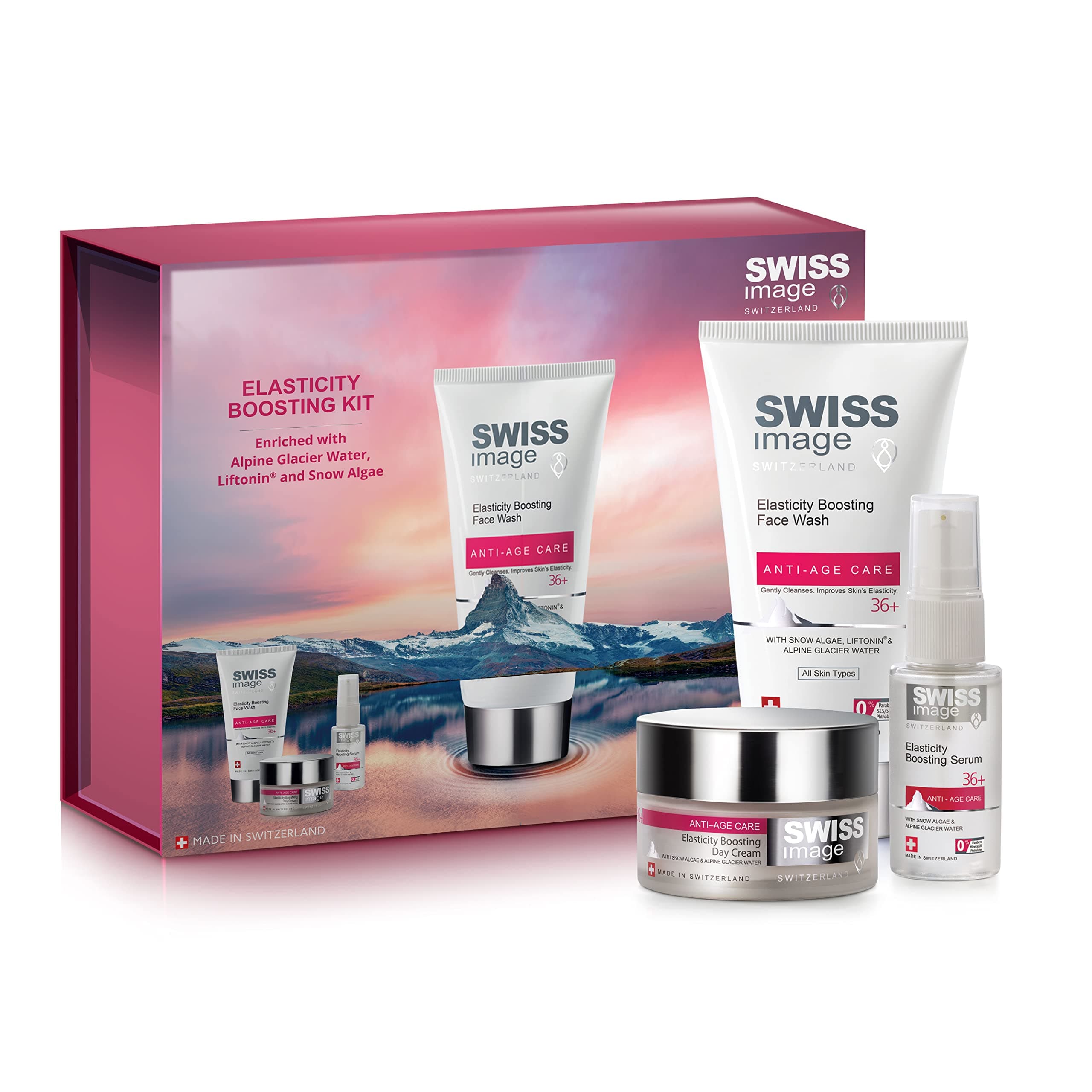 Swiss ImageAnti- Aging Skin Care Gift Set for Collagen Boosting- Elasticity Boosting Face Wash 150ml, Day Cream 50ml & Serum 30ml For Wrinkle Free, All Skin Types