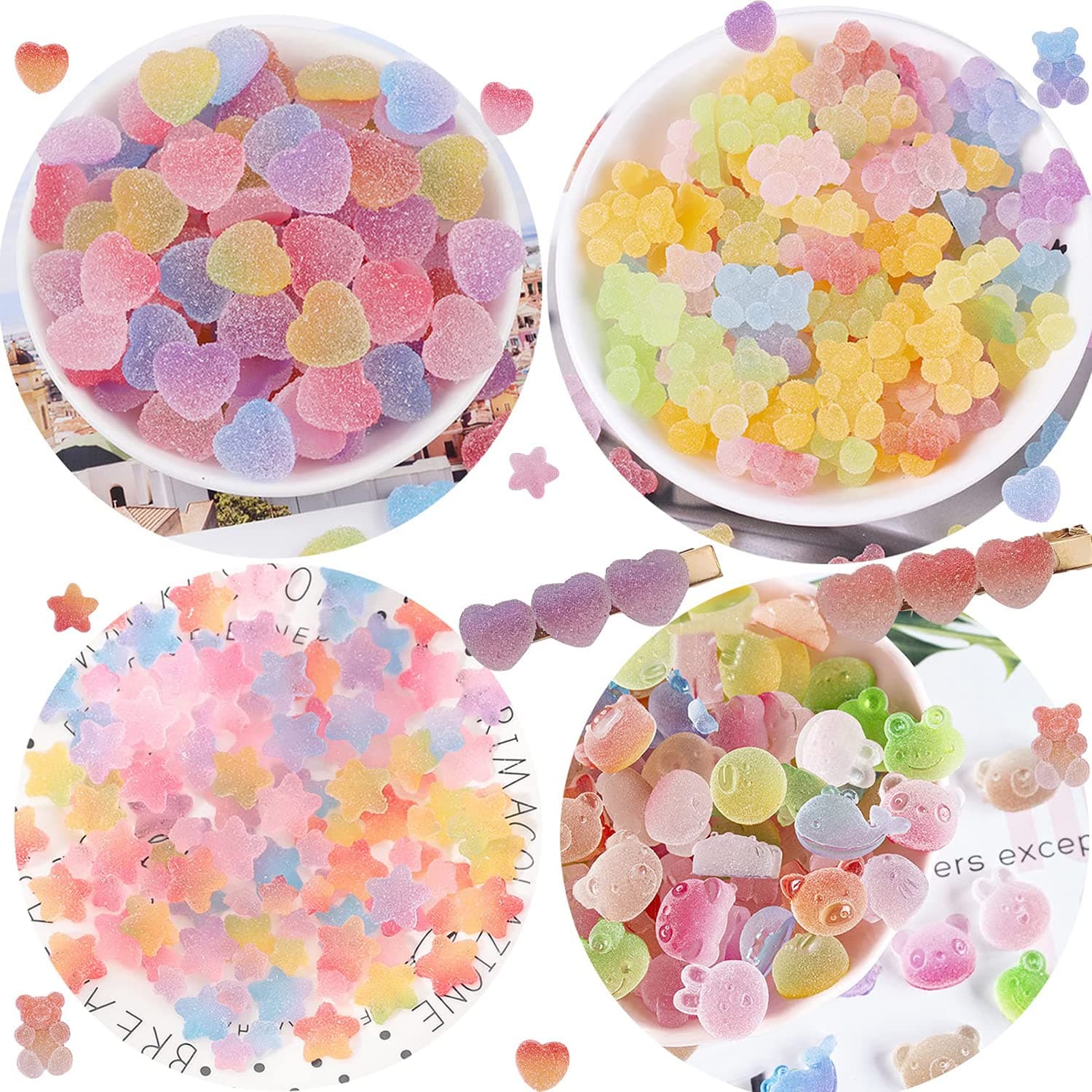 – SYOSI Jewelry Making Candy Embellishments, Slime Charms Candy Resin Charms 3D Cute Nail Charms Mini Flatback Beads Gummy Bear Charms Bulk Resin Supplies for Cell Phone Scrapbooking DIY Crafts 120Pcs
