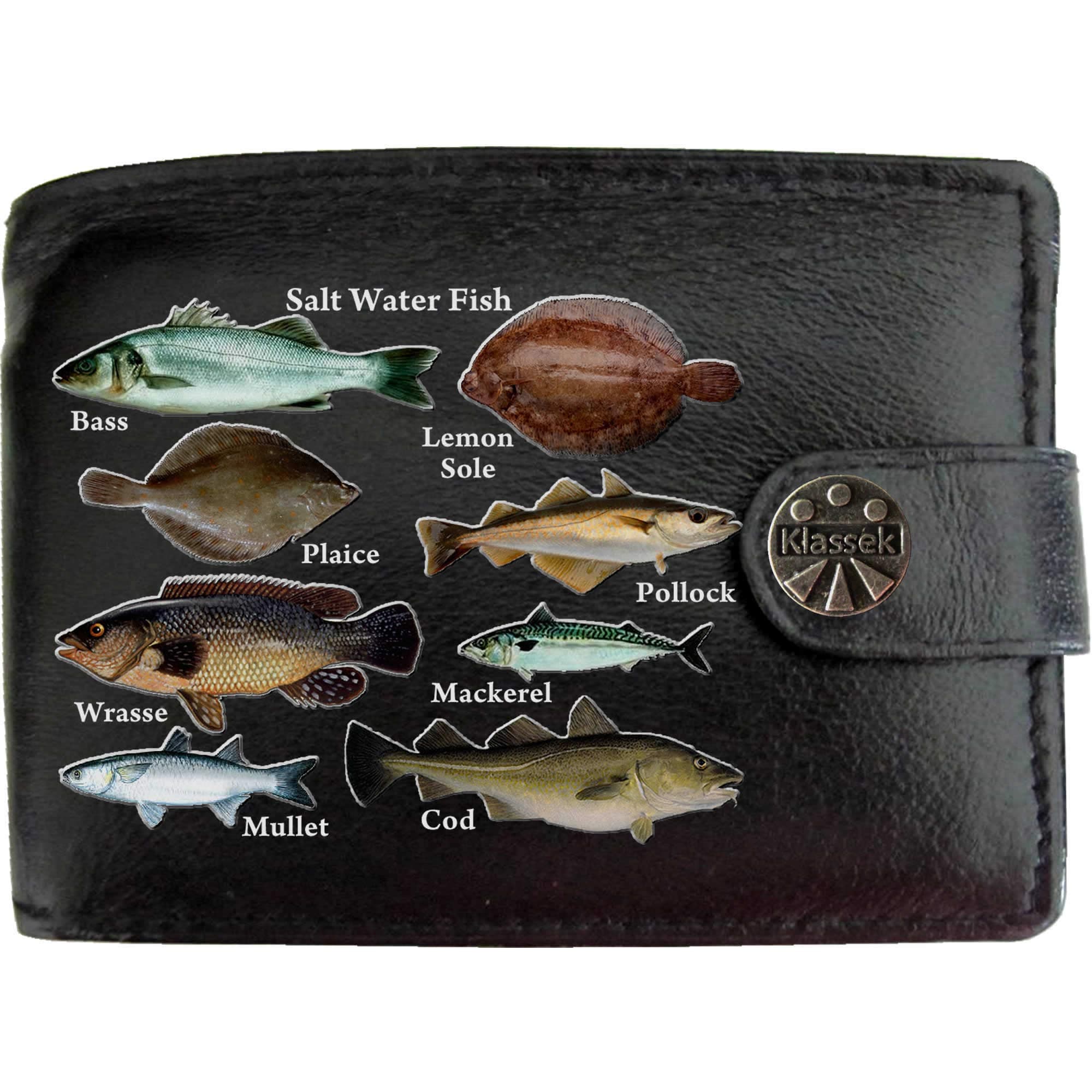 KlassekSaltwater Fish Fishermans Sea Anglers Klassek Real Leather Wallet fishing gift