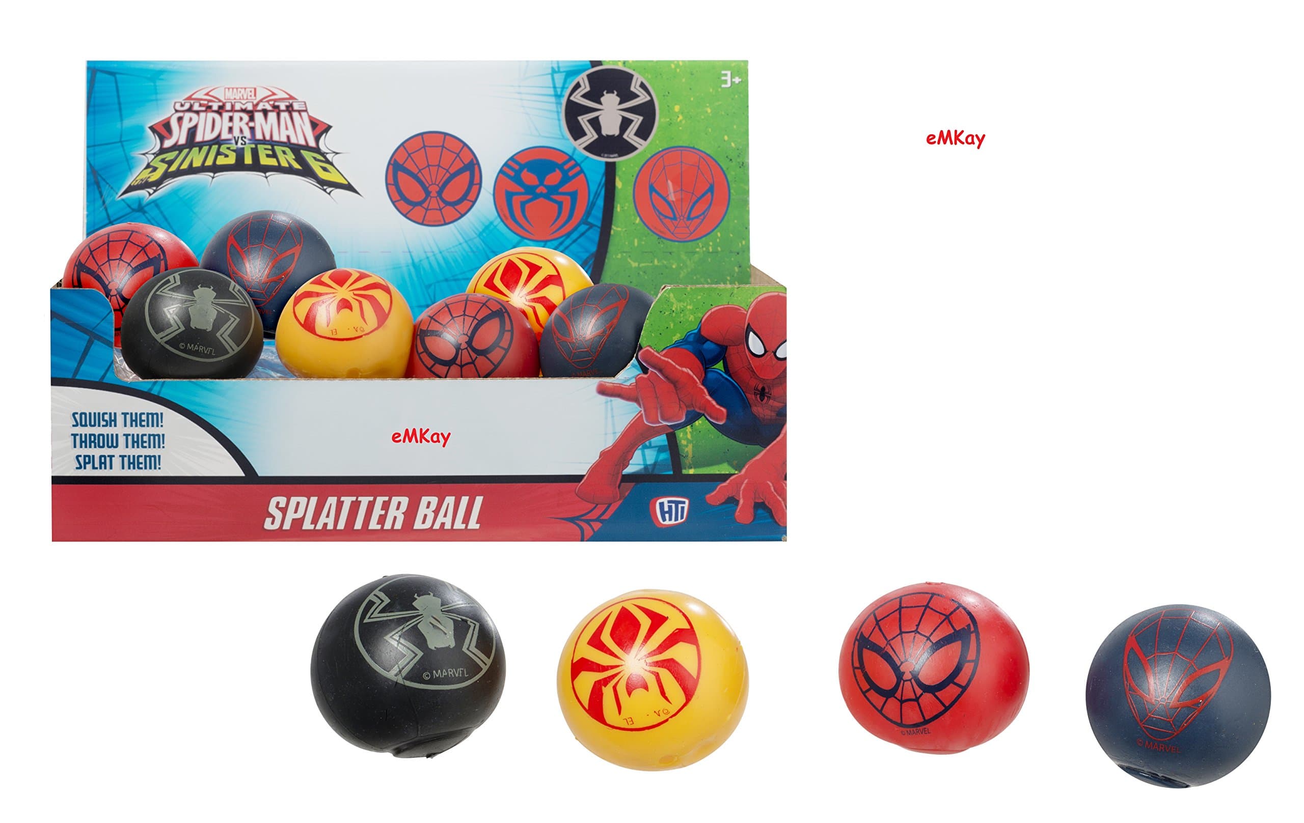 SPIDERMAN SPLAT BALL ( ASORTED COLOURS ) x 1 SINGLE SUPPLIED