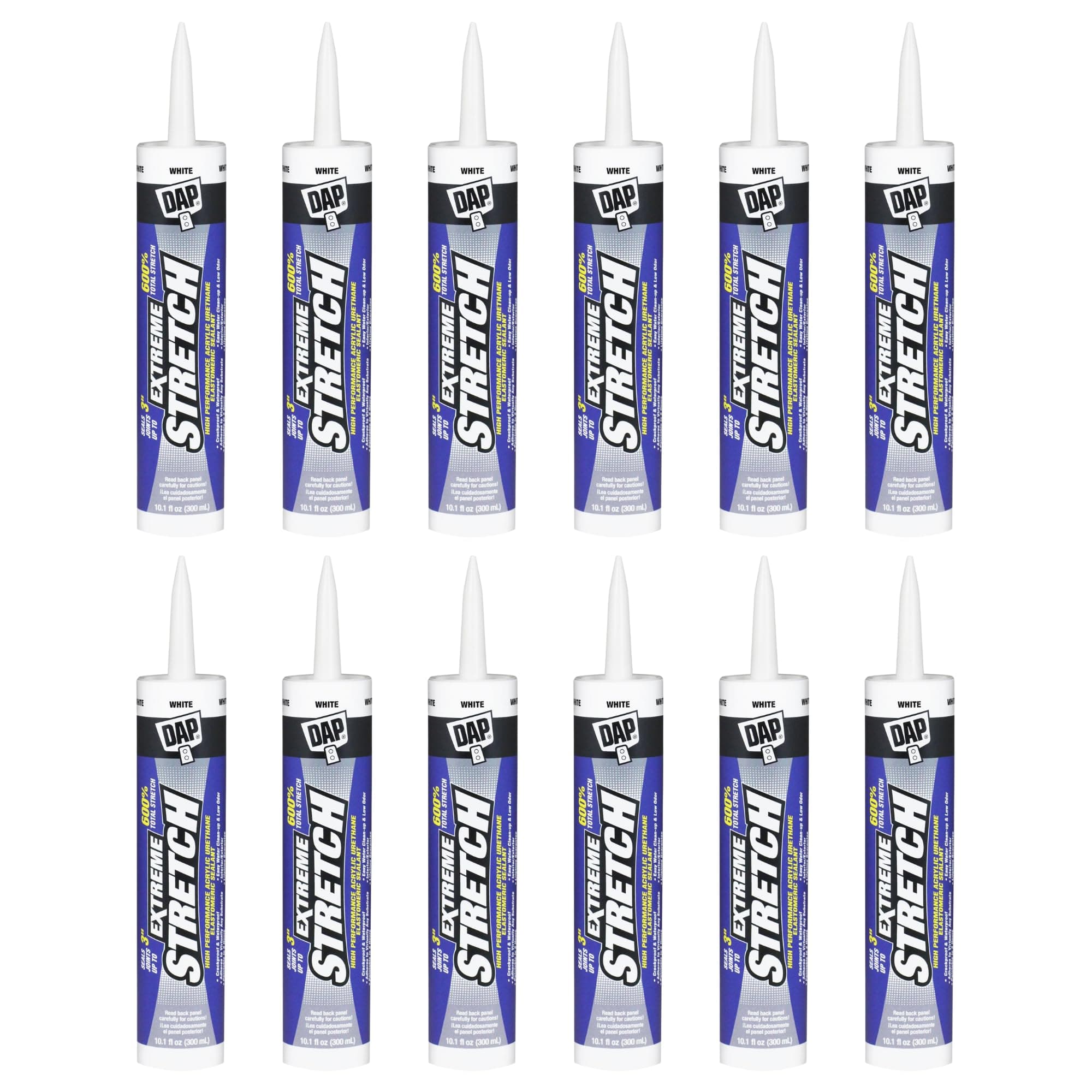 18715 12 Pack 10.1 oz. Extreme Stretch Premium Crackproof Elastomeric Sealant, White