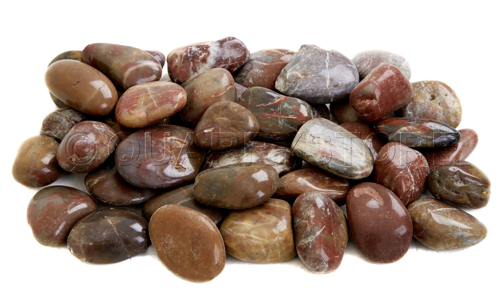 Quarrystore Natural Plum Red Polished Decorative Garden Pebbles - Approx 40mm to 60mm in Size - Ideal Outside Decorative Stones for Plant Toppers or Features or for use for Bathroom or Kitchens 1kg