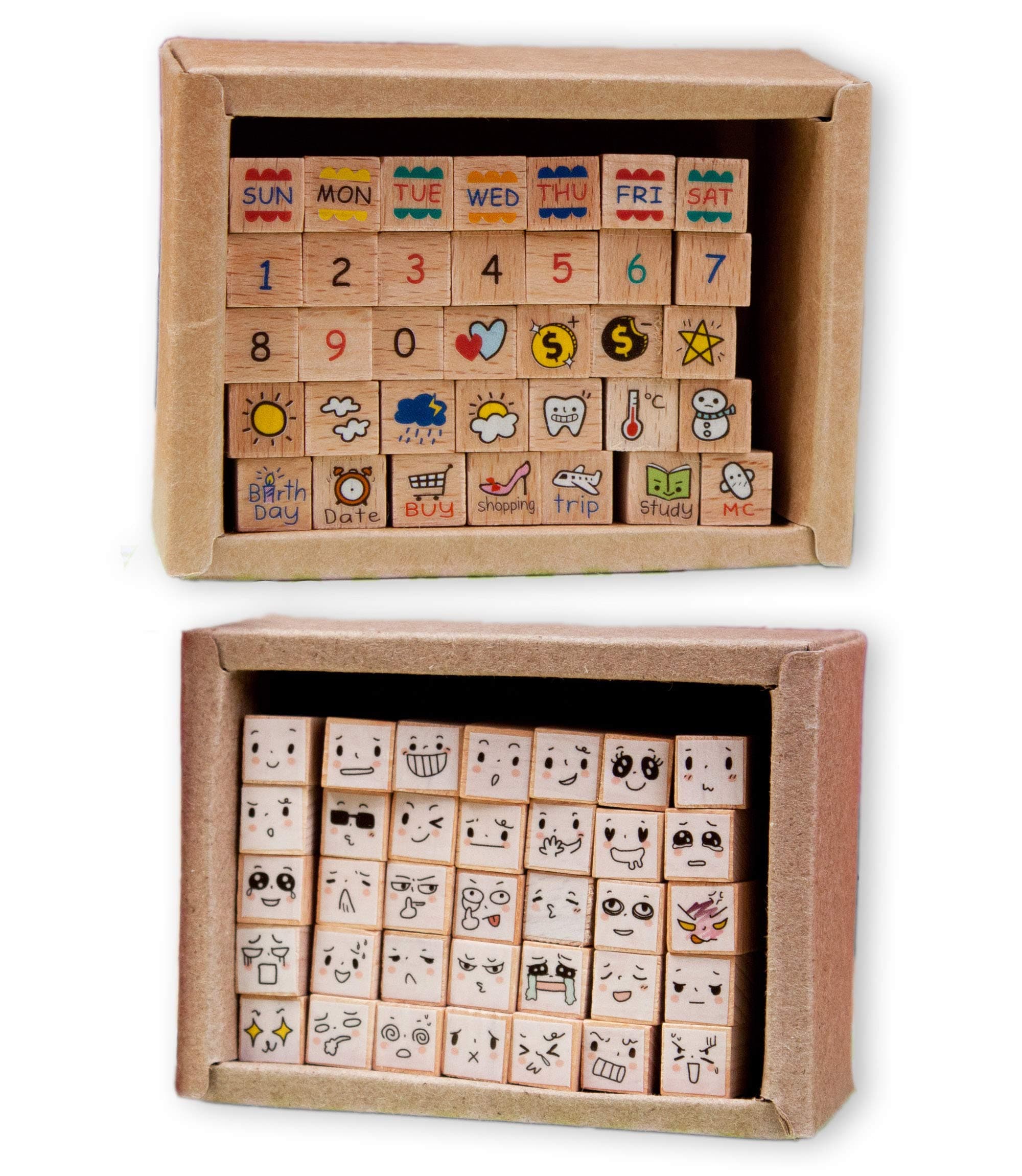 Micia Crafts 70 Pcs Weekly Diary Wood Rubber Stamp Set Scrapbook Craft Art