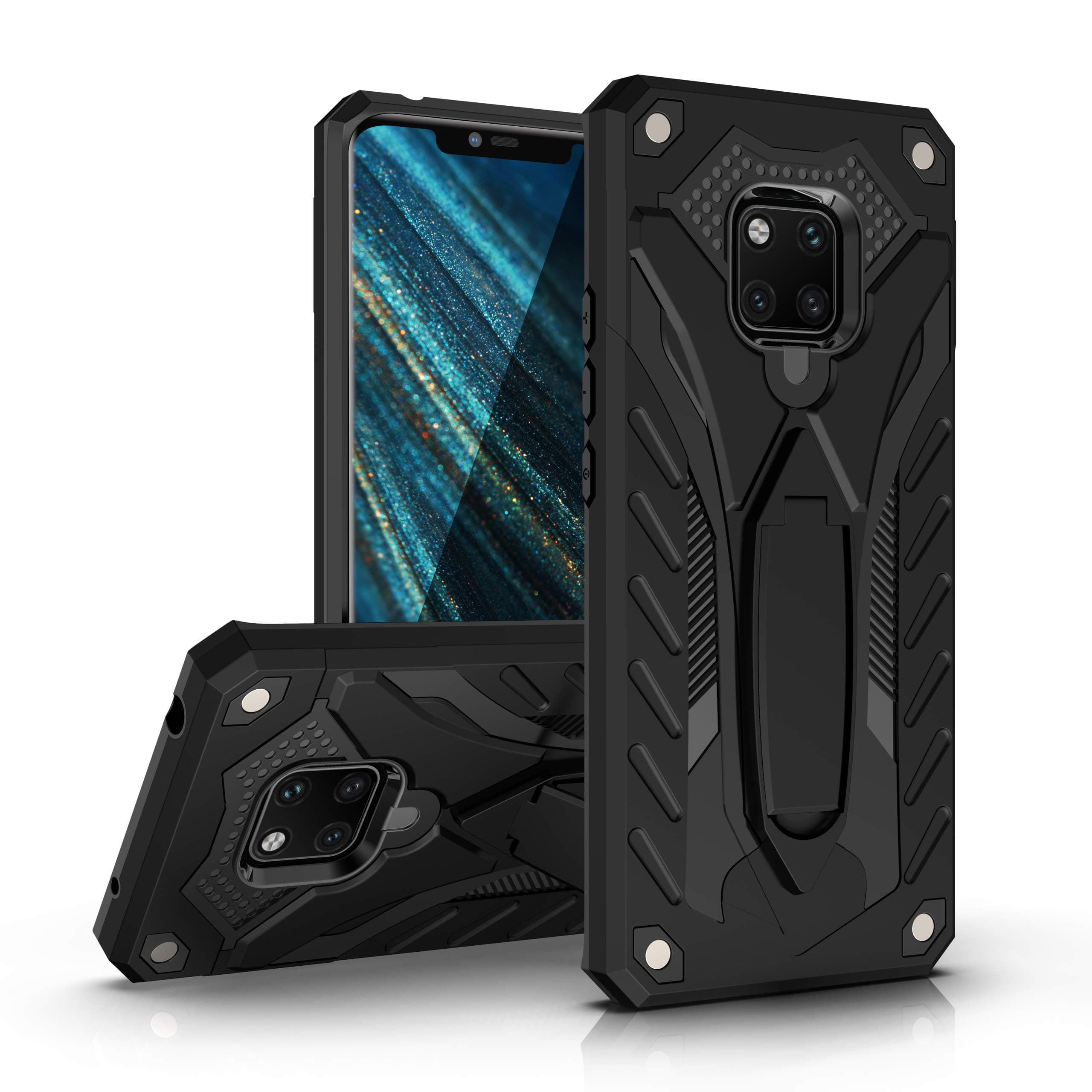 Phone Case for Huawei Mate 20 Lite Heavy Duty Protective Hard Cover Shockproof Certified with Drop Tested with Smartphone Kickstand (Black)