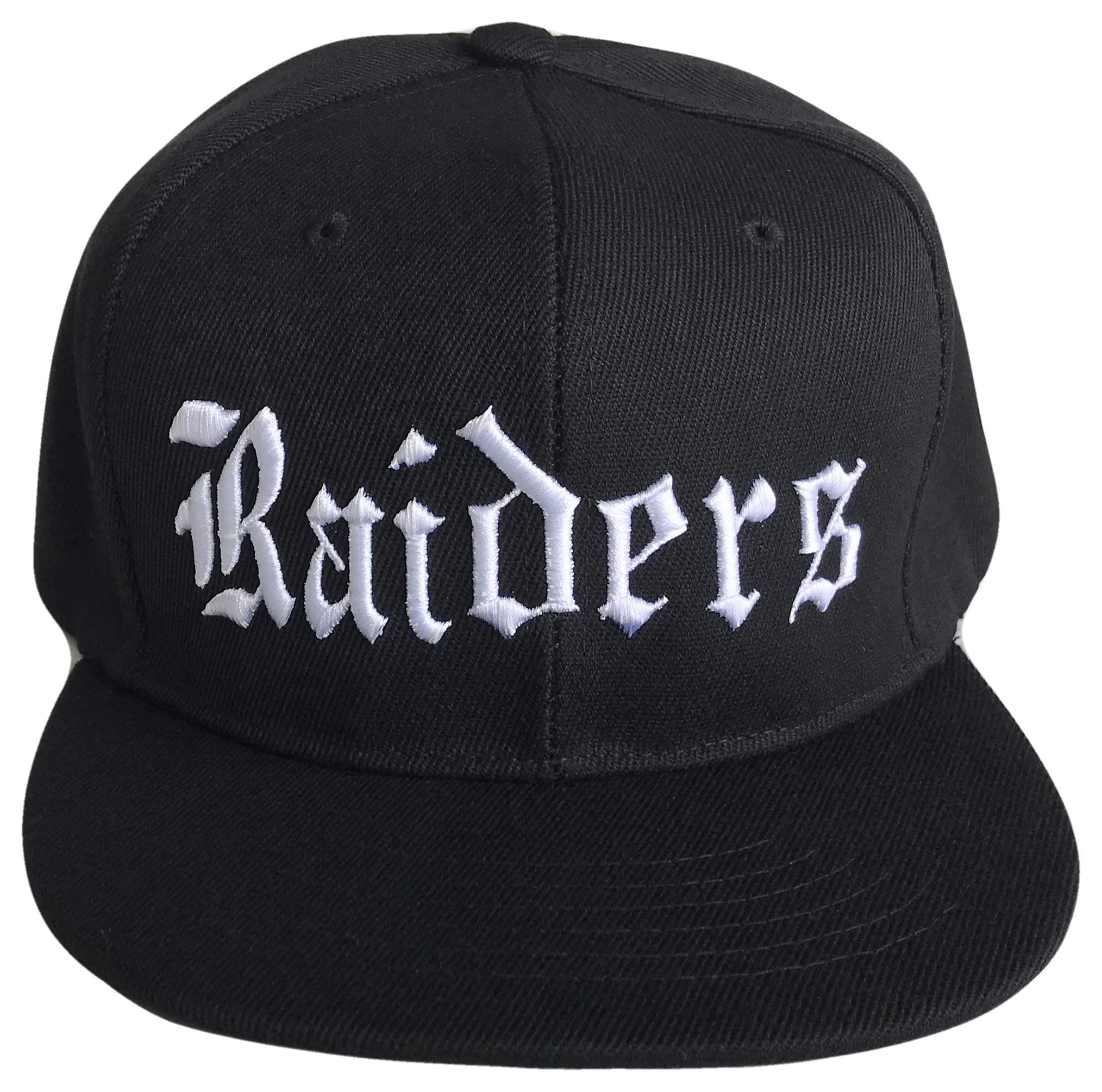 Raiders Old English Flat Bill Snapback Flat Bill Oakland Cap (One Size, Black/White)