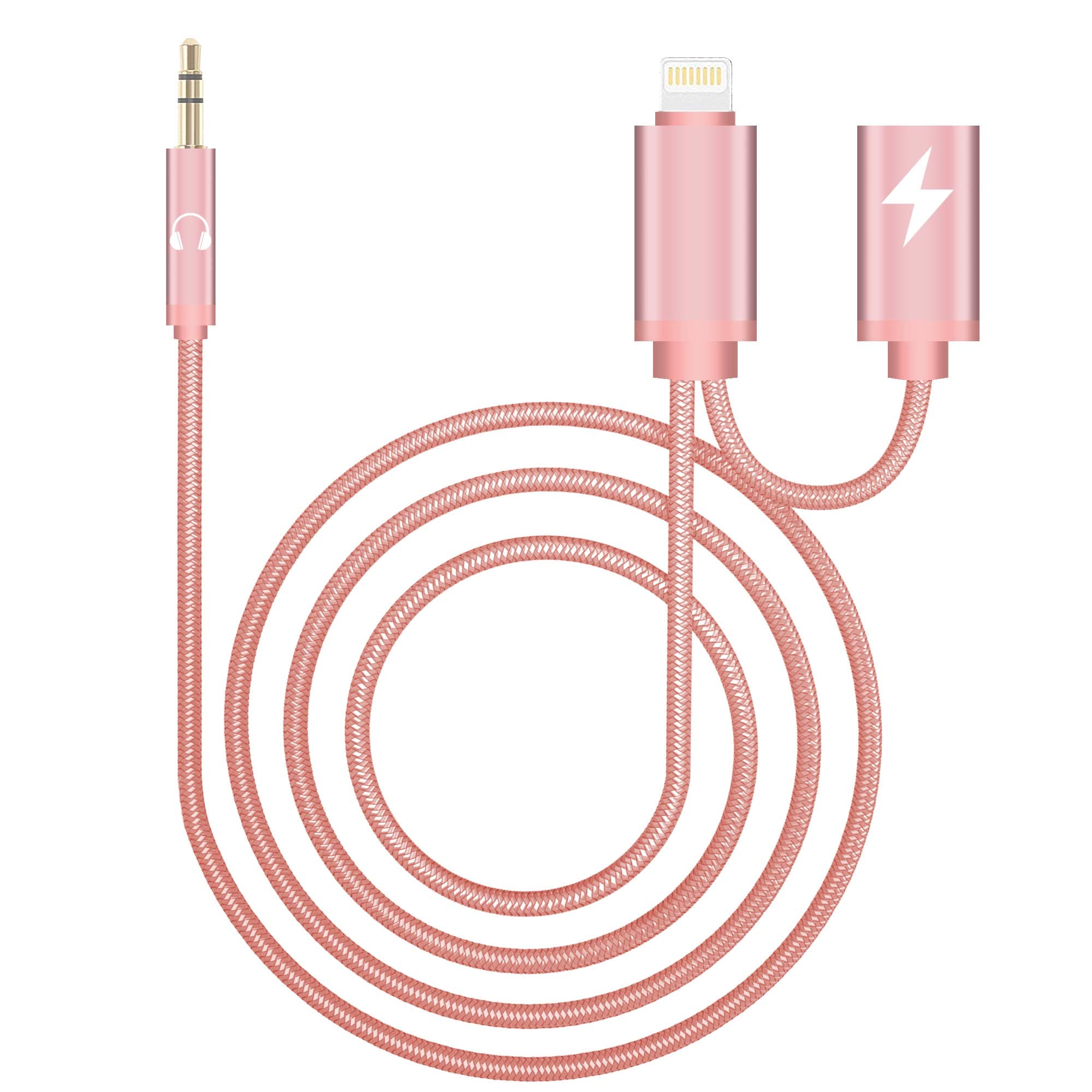 Aux Cable Compatible with Phone XS Phone X in Car, HUIRID 3.5mm Male Stereo Audio Cable Adapter Car Aux Cable Cord Compatible for ios iphone,ipad,ipod,Home/Car Stereo,Speakers,Headphones(Rose Gold)