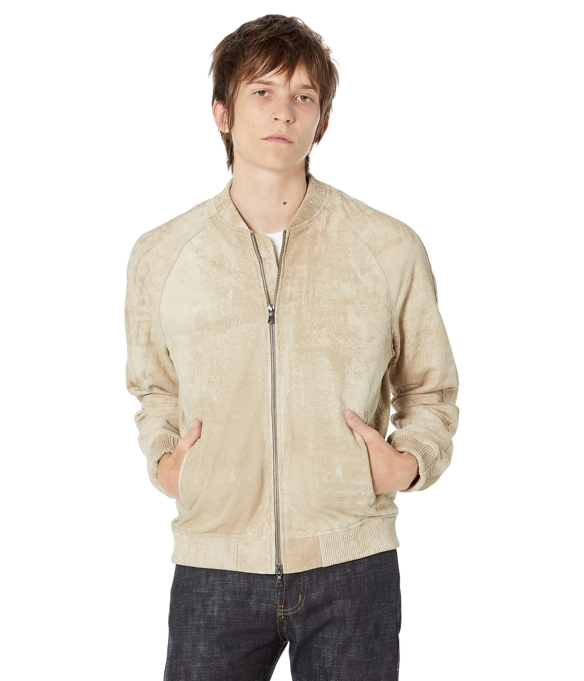 John VarvatosMen's Alex Souvenir Jacket, Raw Edge, Self Rib De