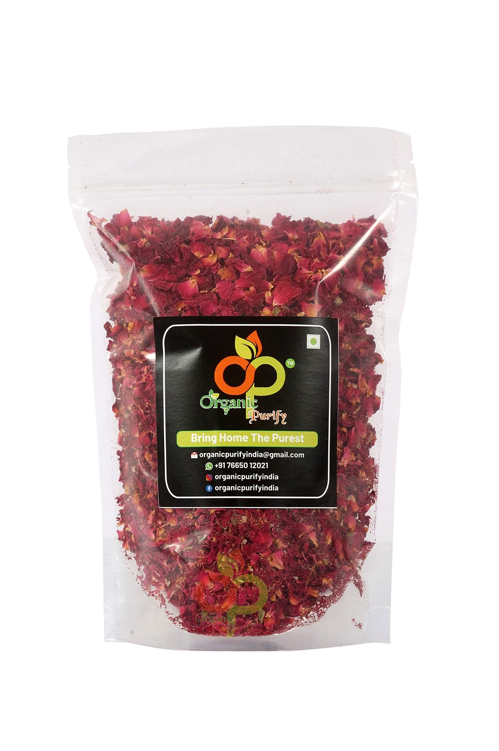 Organic Purify Dry Rose Petals | Gulab Patti 100Gm (100% Edible) Sun-Dried | Herbal Tea | Rich In Vit - C | For Beautiful Hair & Skin, 100 grams
