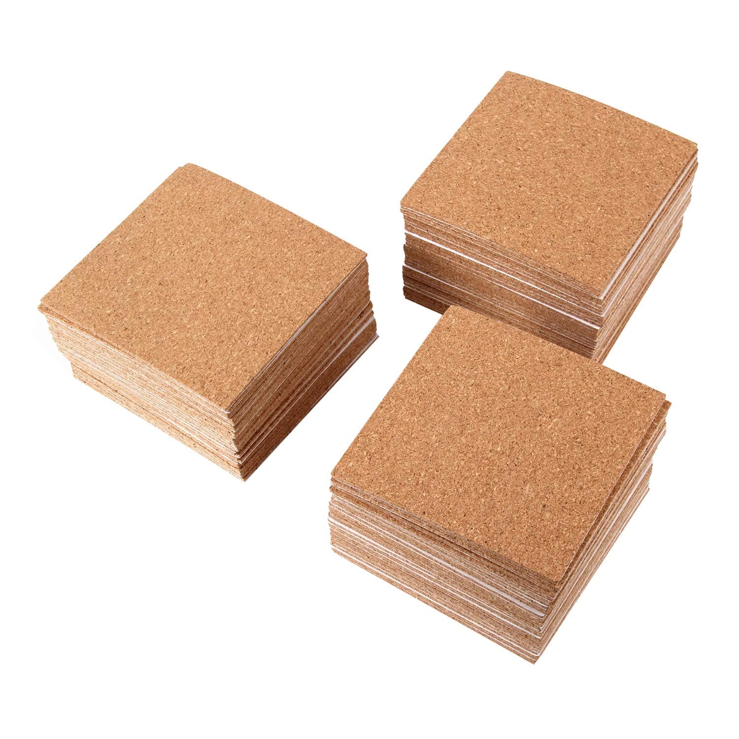 110 Pack Self Adhesive Cork Squares and Round DIY Adhesive Cork Board for Coasters and DIY Crafts
