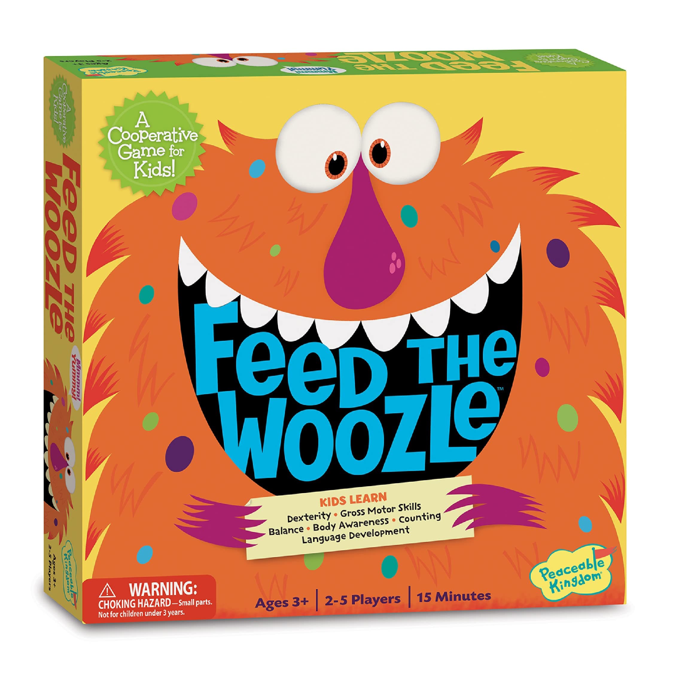 Peaceable Kingdom Feed the Woozle Cooperative Game for 2 to 5 Kids Ages 3+ - Learn Social Skills While Completing Physical Challenges