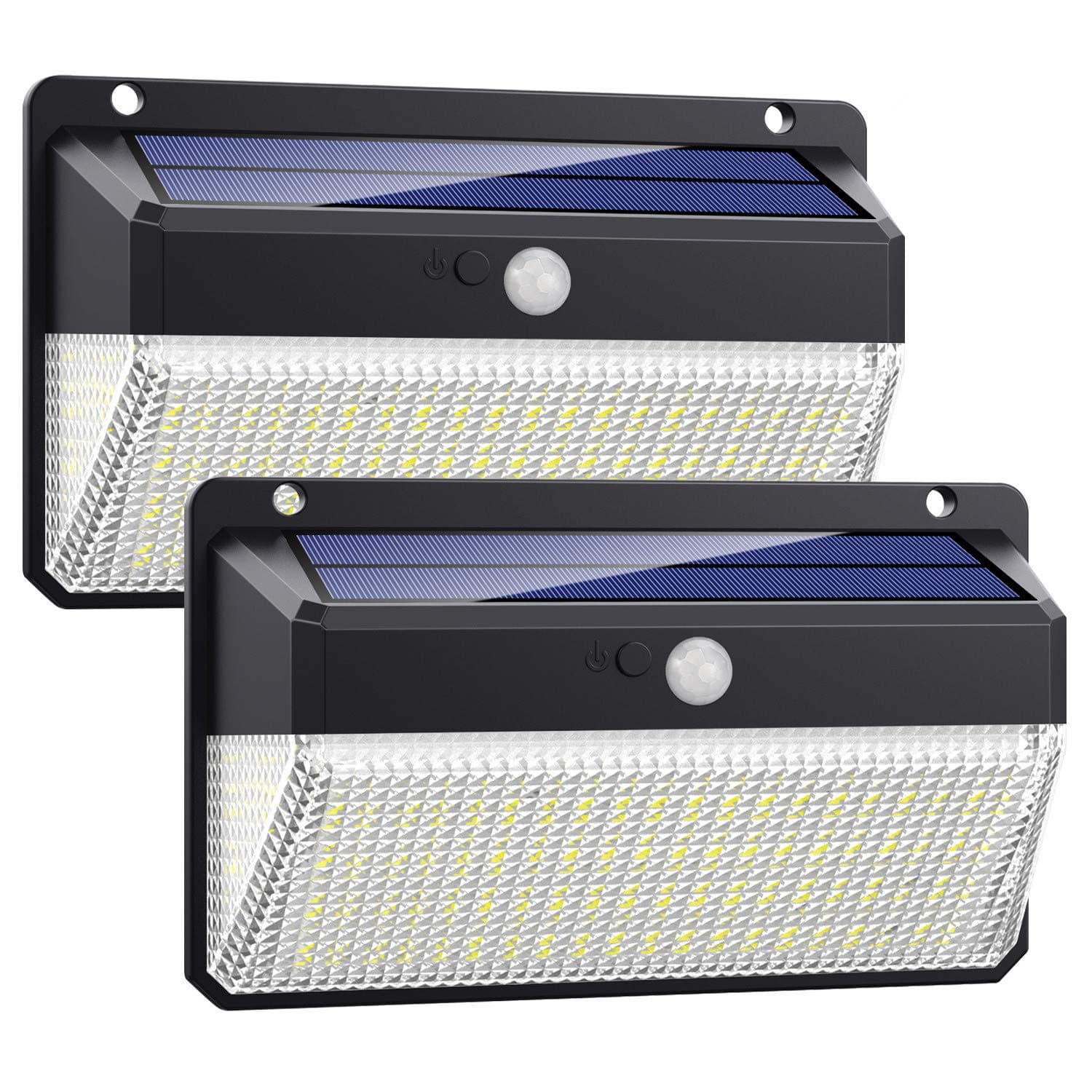 VOOE 228 LED Solar Lights Outdoor, 2200mAh 3 Modes Solar Security Lights Solar Motion Sensor Lights 270º Wide Angle Waterproof Solar Powered Lights Wall Lights for Garden Fence Yard etc (2 Pack) [Energy Class A+++]