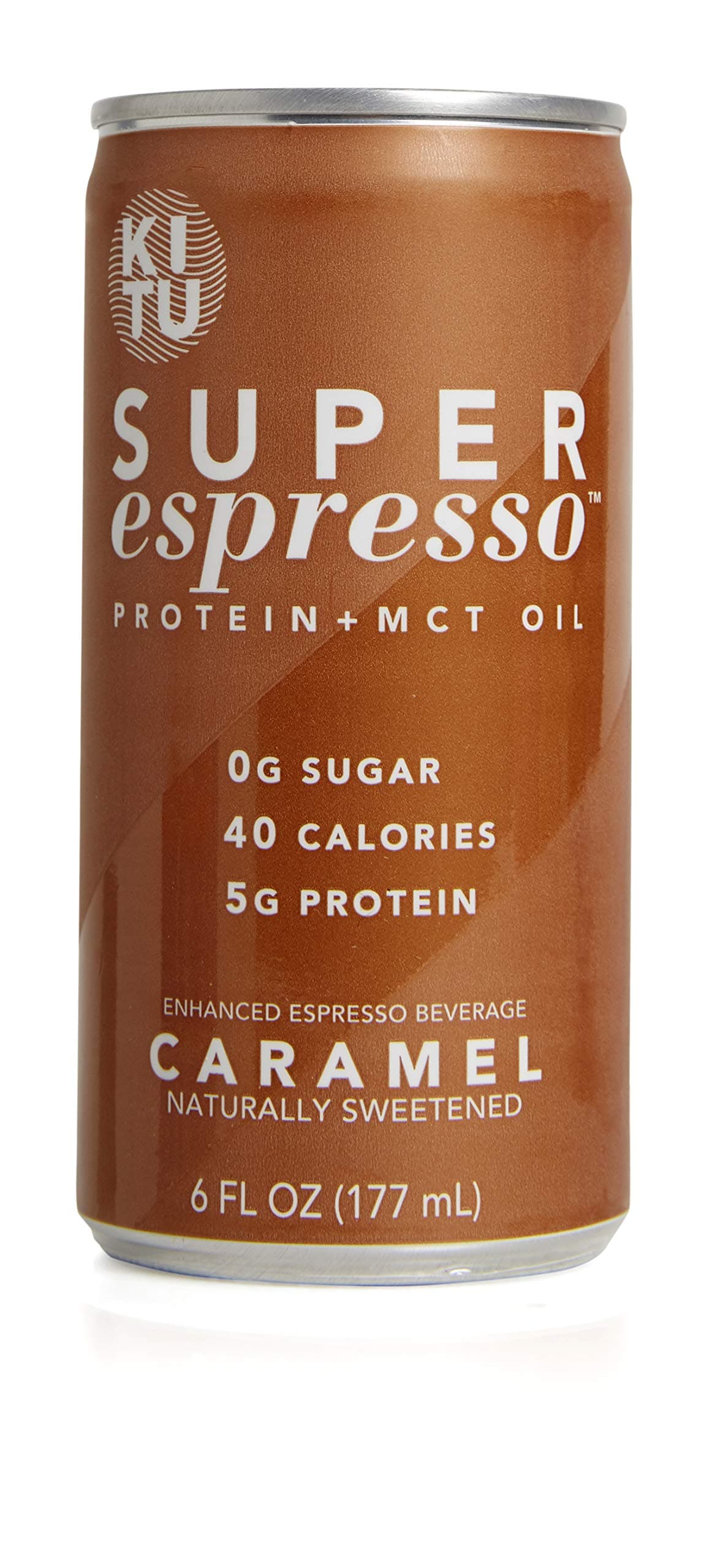 Kitu Super Espresso, SugarFree Keto Coffee Cans (0g Sugar, 5g Protein, 40 Calories) [Caramel] 6 Fl Oz, 24 Pack | Iced Coffee, Canned Coffee - From the Super Coffee Family