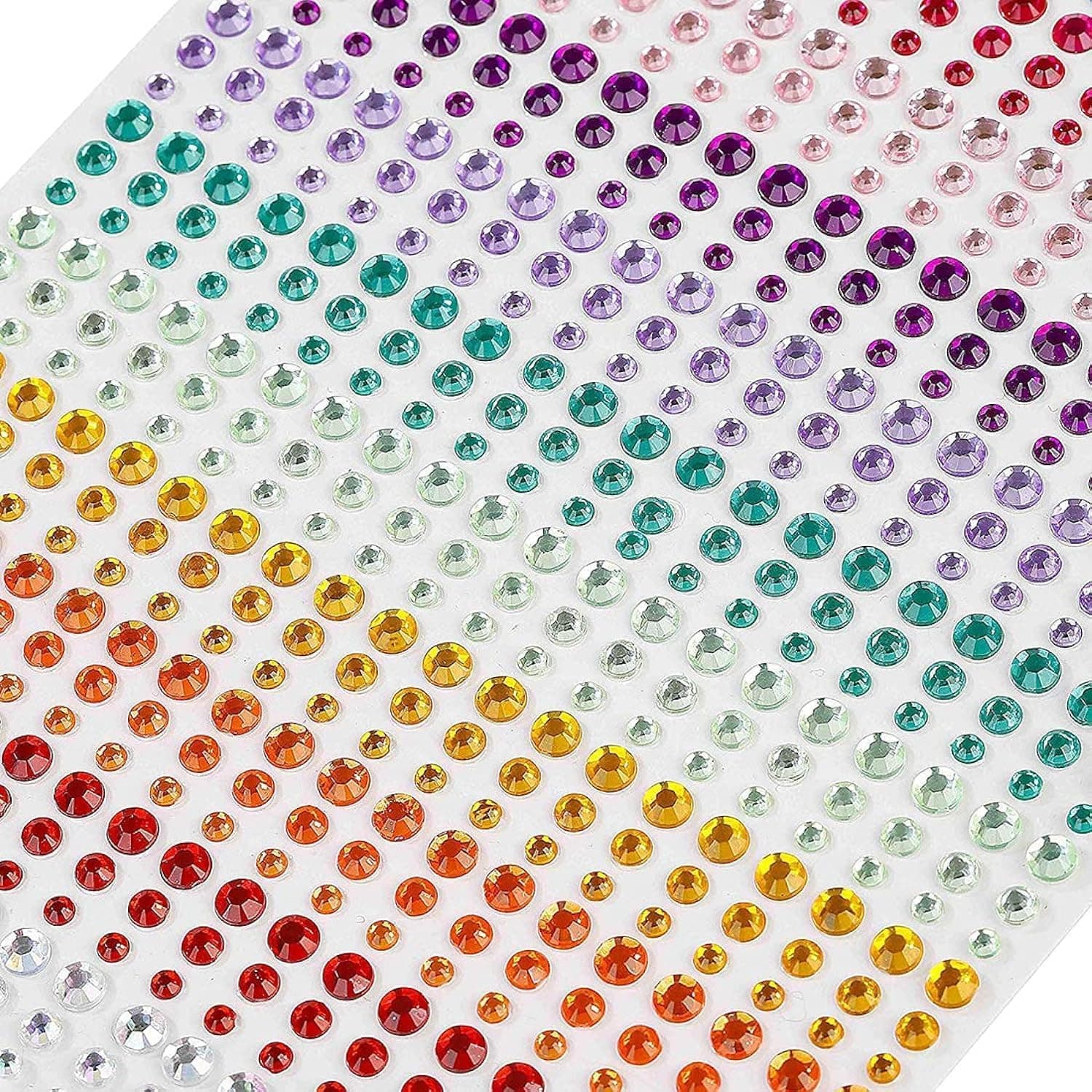 900Pieces Rhinestone Sticker Self-Adhesive Crystal Craft Stickers Gems Size Mixed Monochromatic Exquisite Glitter Round Bling Diamond for Decoration DIY Handcraft Sketching