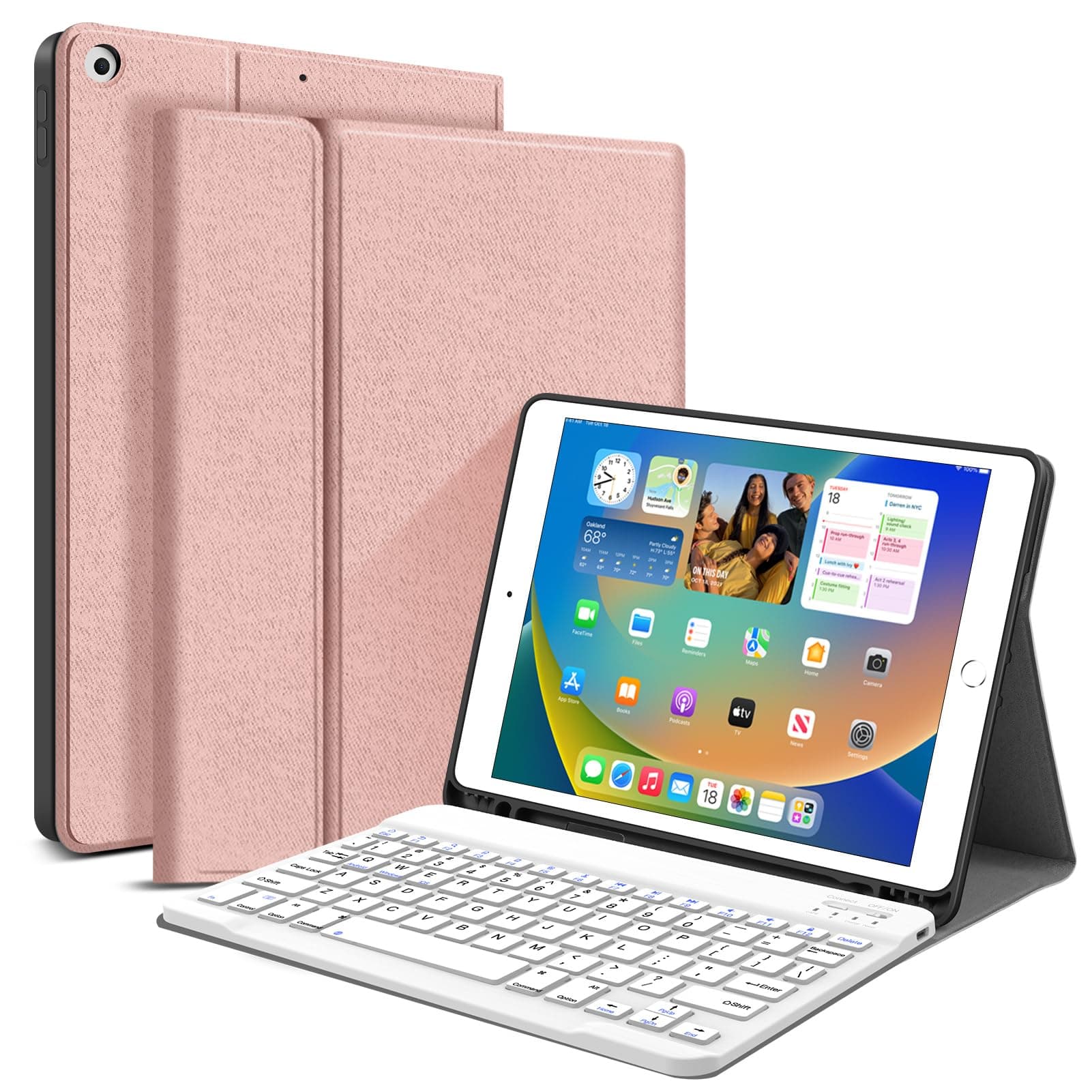 Keyboard Case for iPad 9th/8th/7th Generation 10.2" 2021/2020/2019, Smart Tablet Cover Case with Magnetically Detachable Lightweight Wireless Keyboard for iPad 10.2 Inch with Pencil Holder