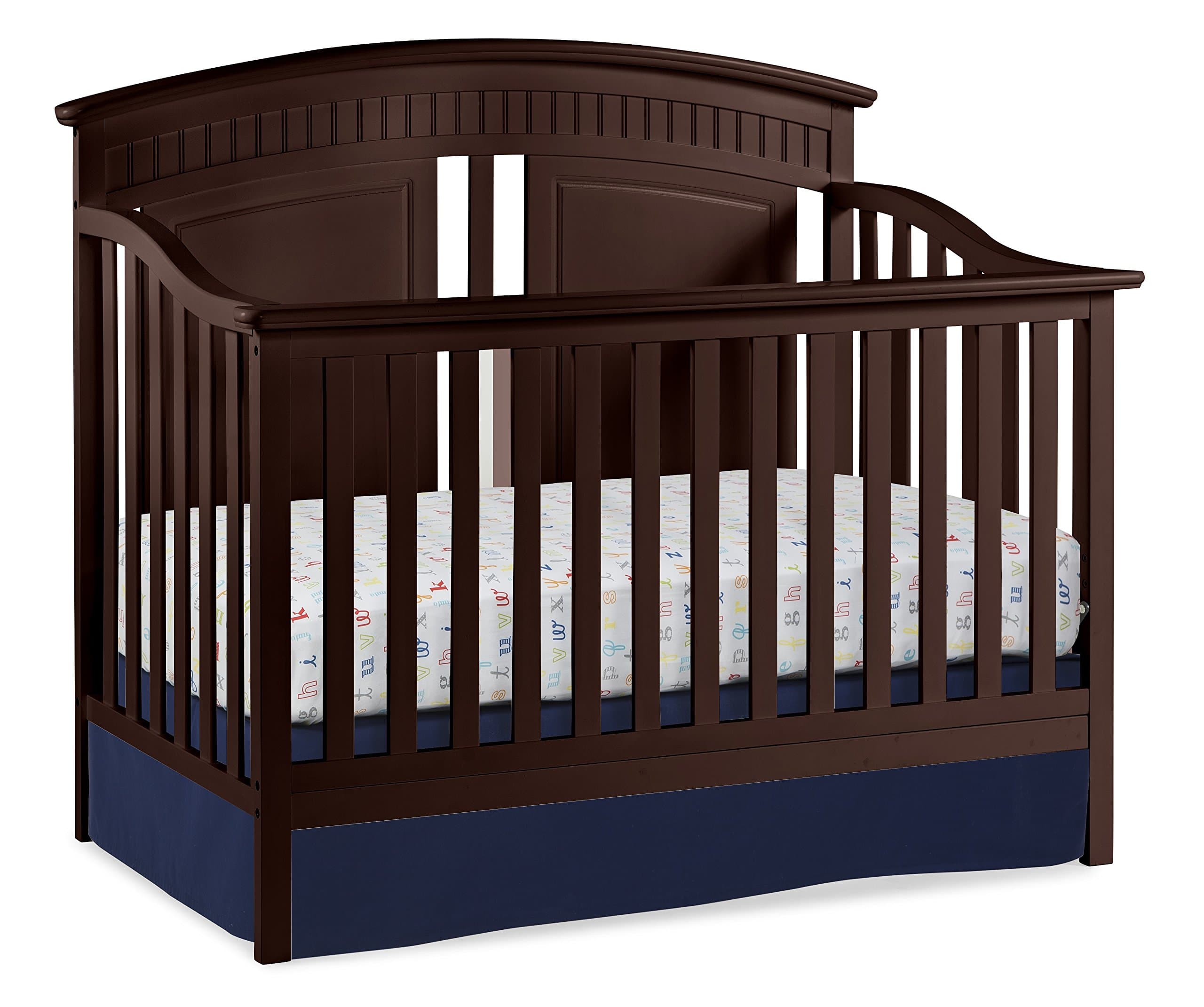 Thomasville Kids Majestic 4-in-1 Convertible Crib, Espresso, Easily Converts to Toddler Bed Day Bed or Full Bed, Three Position Adjustable Height Mattress, Assembly Required (Mattress Not Included)