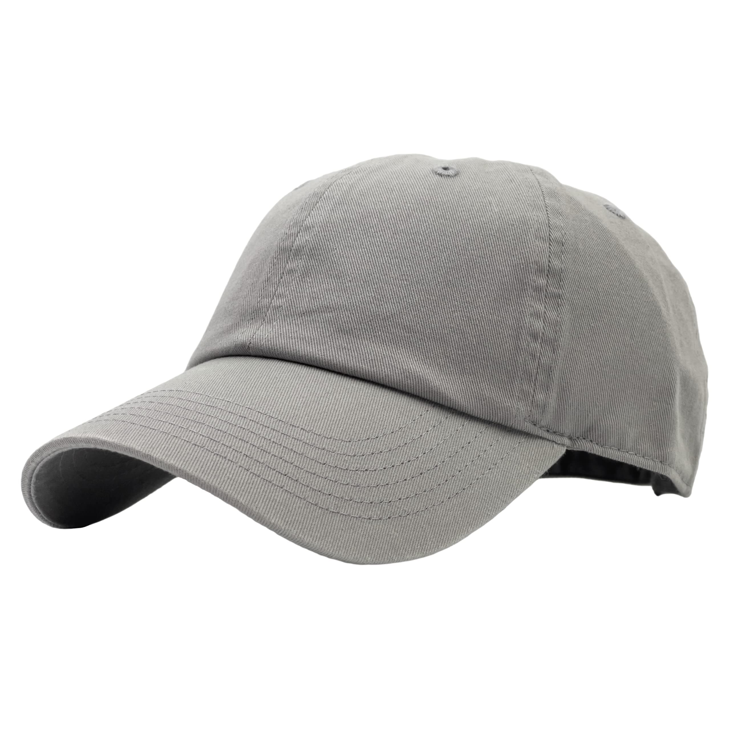 Unisex Classic Low Profile Cotton Baseball Cap Plain Blank Camoflauge Soft Unconstructed Adjustable Size Dad Hat (Grey)