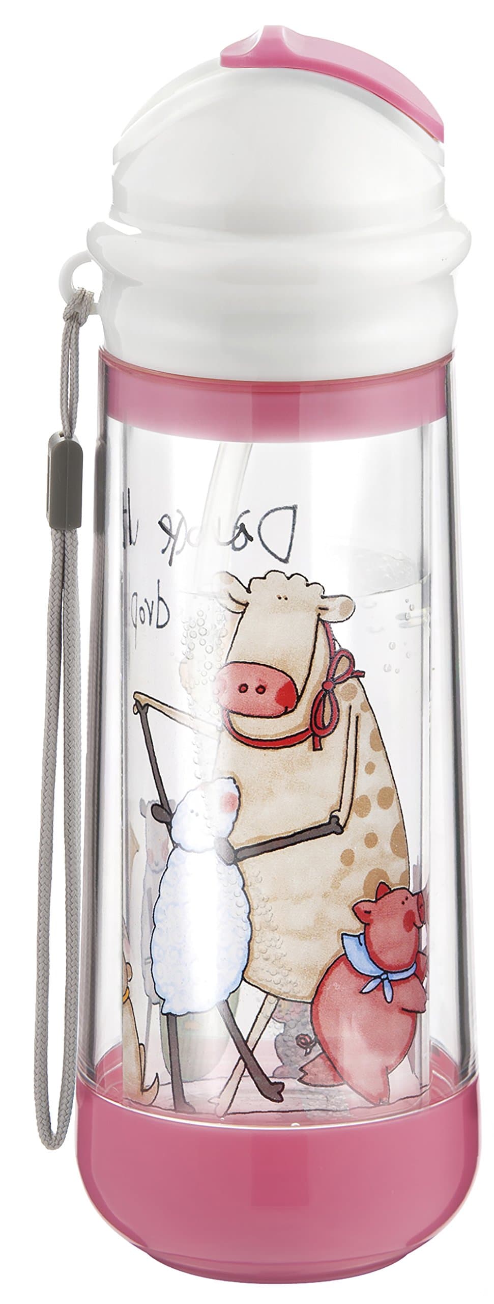 Drinkadeux Glass Double Wall Bottle with Straw- CUPCAKEFARM