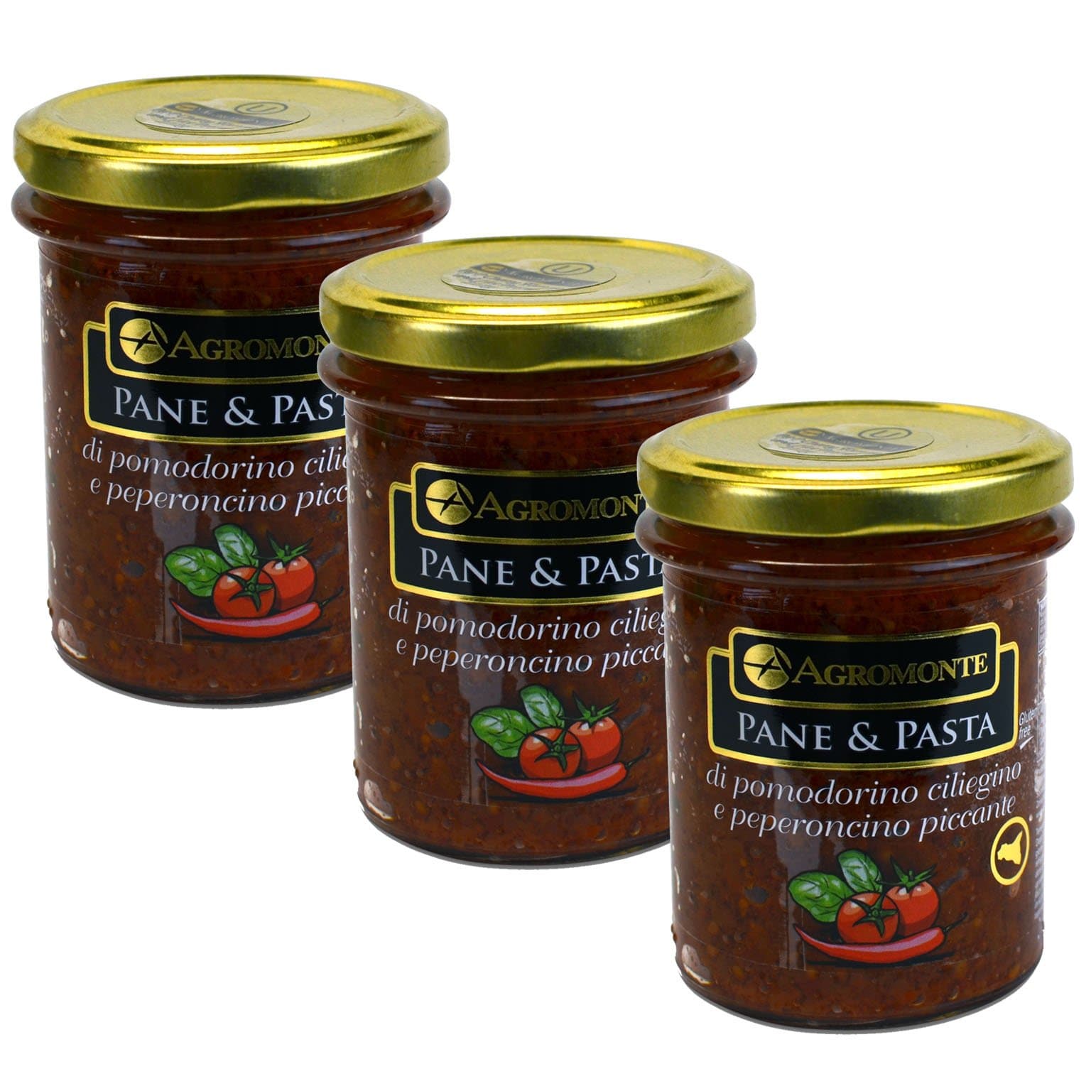 Agromonte Authentic Italian Chili Pepper Pane and Pasta Hot Pepper Certified Kosher 7.48 oz 3 pack