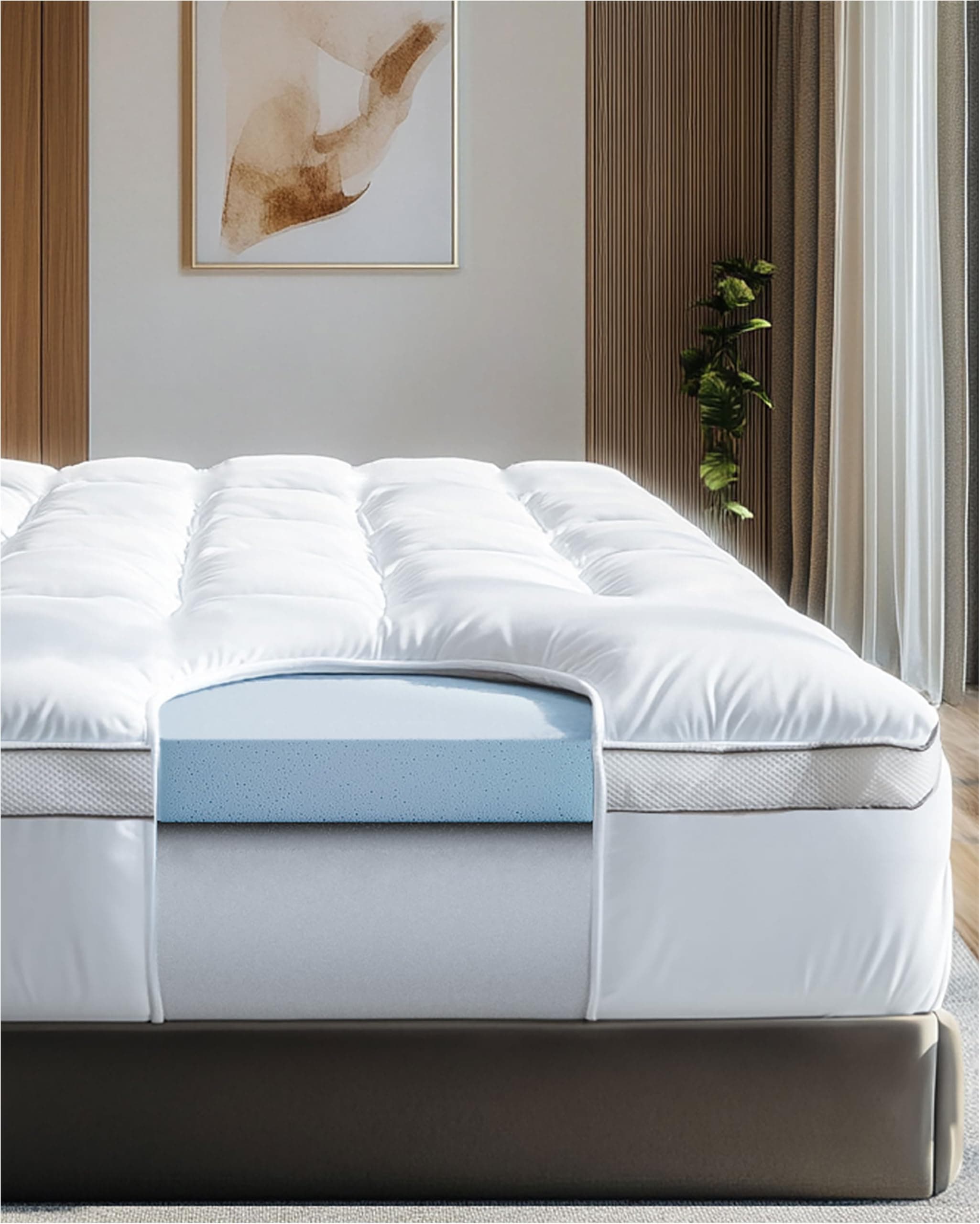 ViscoSoft4 Inch Pillow Top Memory Foam Mattress Topper Twin XL - Cooling CertiPur-US Certified - Extra Long Hybrid Lux Dual Layer Mattress Pad - Perfect for College Dorms