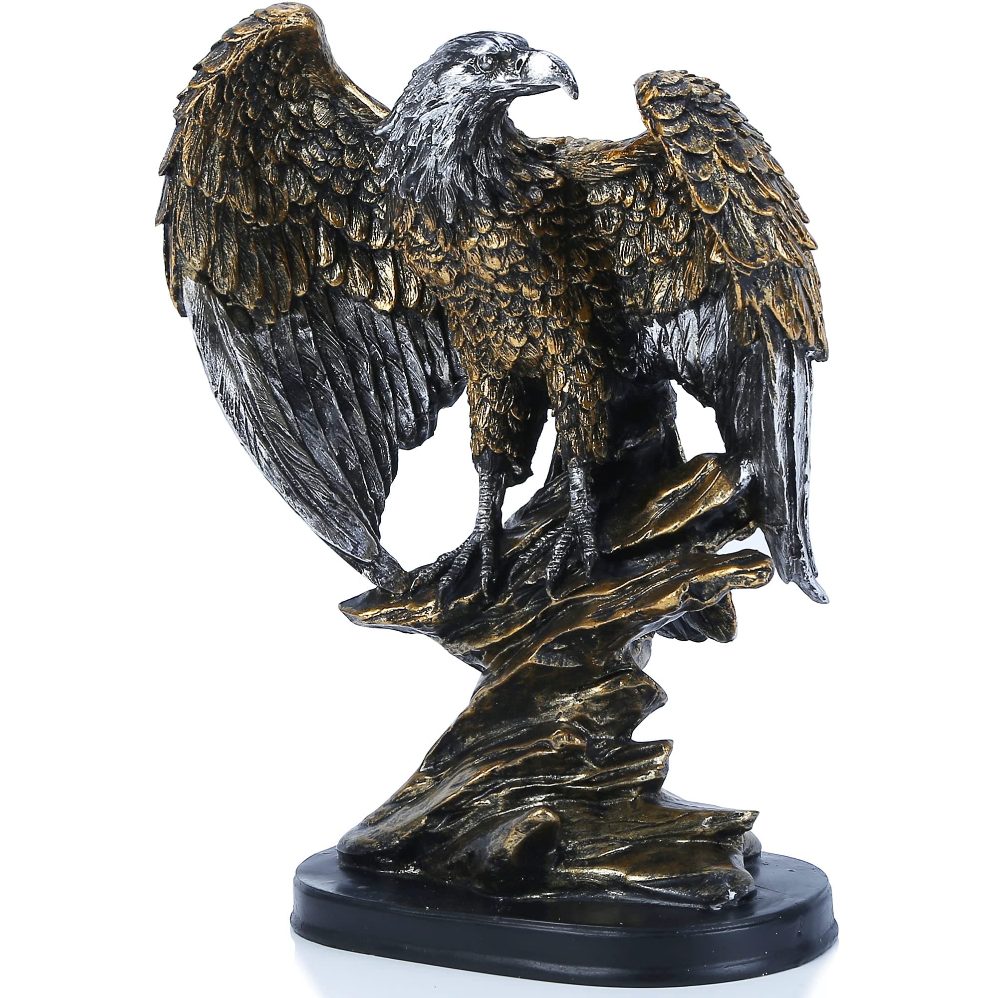 H&W 10.25" H Patriotic Eagle Statue,Sandstone Resin Sculptures for Men,Wild Bird Eagle Figurines,Abstract Art Statue Collectible Figurines for Home Office Living Room Bookshelf Table Desktop Décor