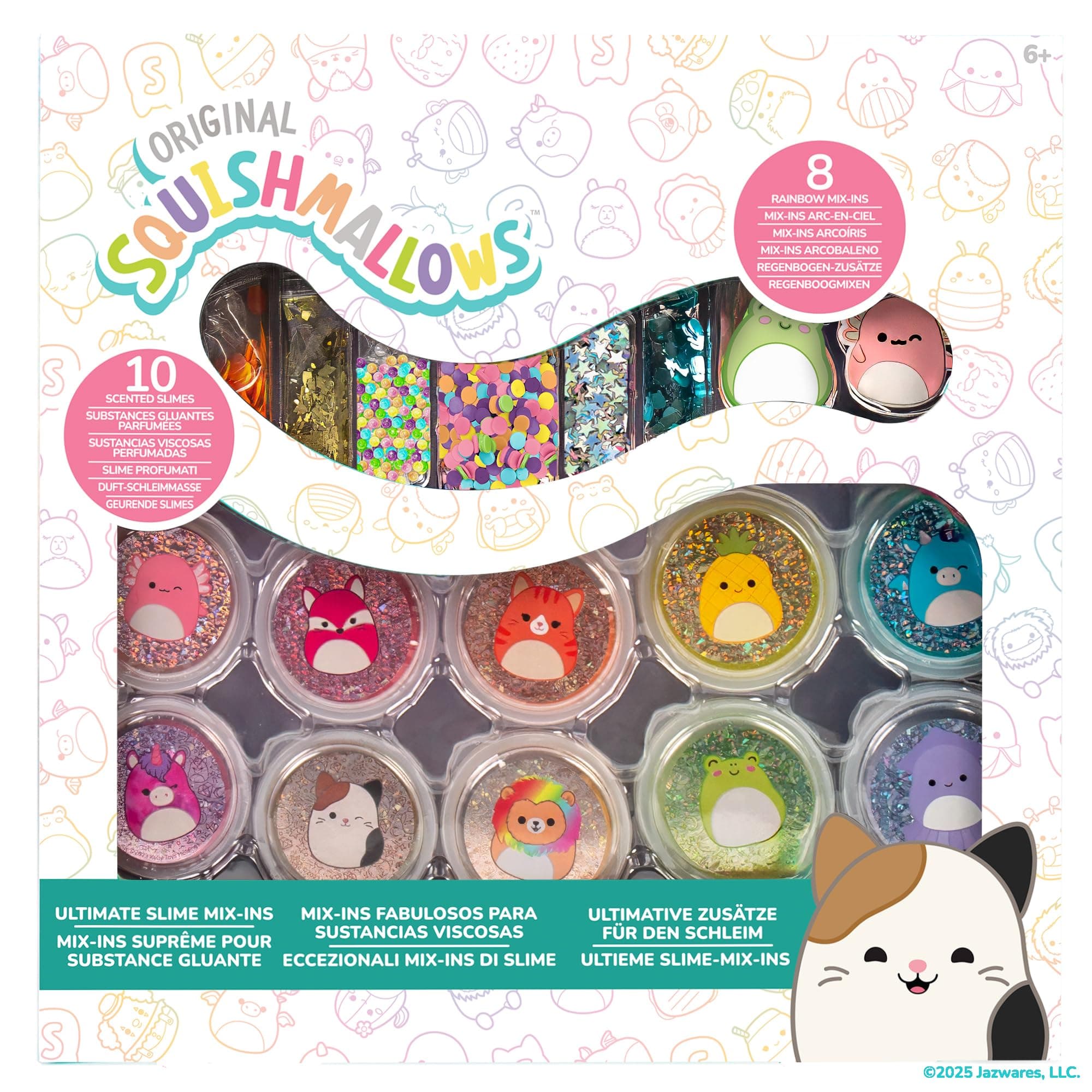 SQUISHMALLOWS Original Ultimate Slime Mix'Ins, 10-Pack, Glitter & Cloud Slime, 8 Fun Slime Add Ins, Pre-Made Slime for Kids, Crunchy Slime, Slime Bulk, Great 6 Year Old Toys, Super Soft Sludge Toy