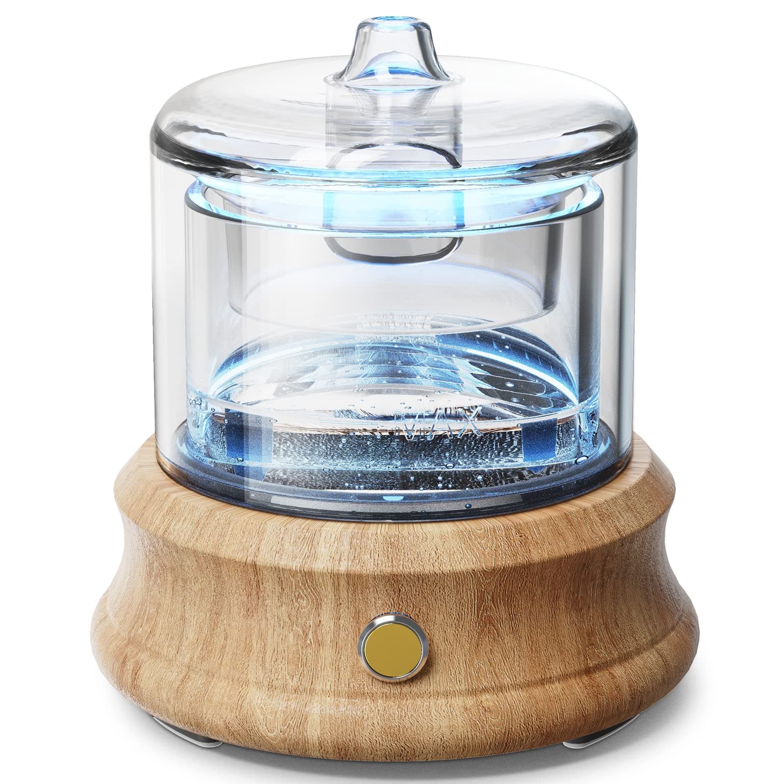 Glass Essential Oil Diffuser, 80ML Small Glass Reservoir Natural Wood Base Ultrasonic Cool Mist Aroma Diffusers with USB-Cord Auto-Off 7 Color Light for Home Office Bedroom