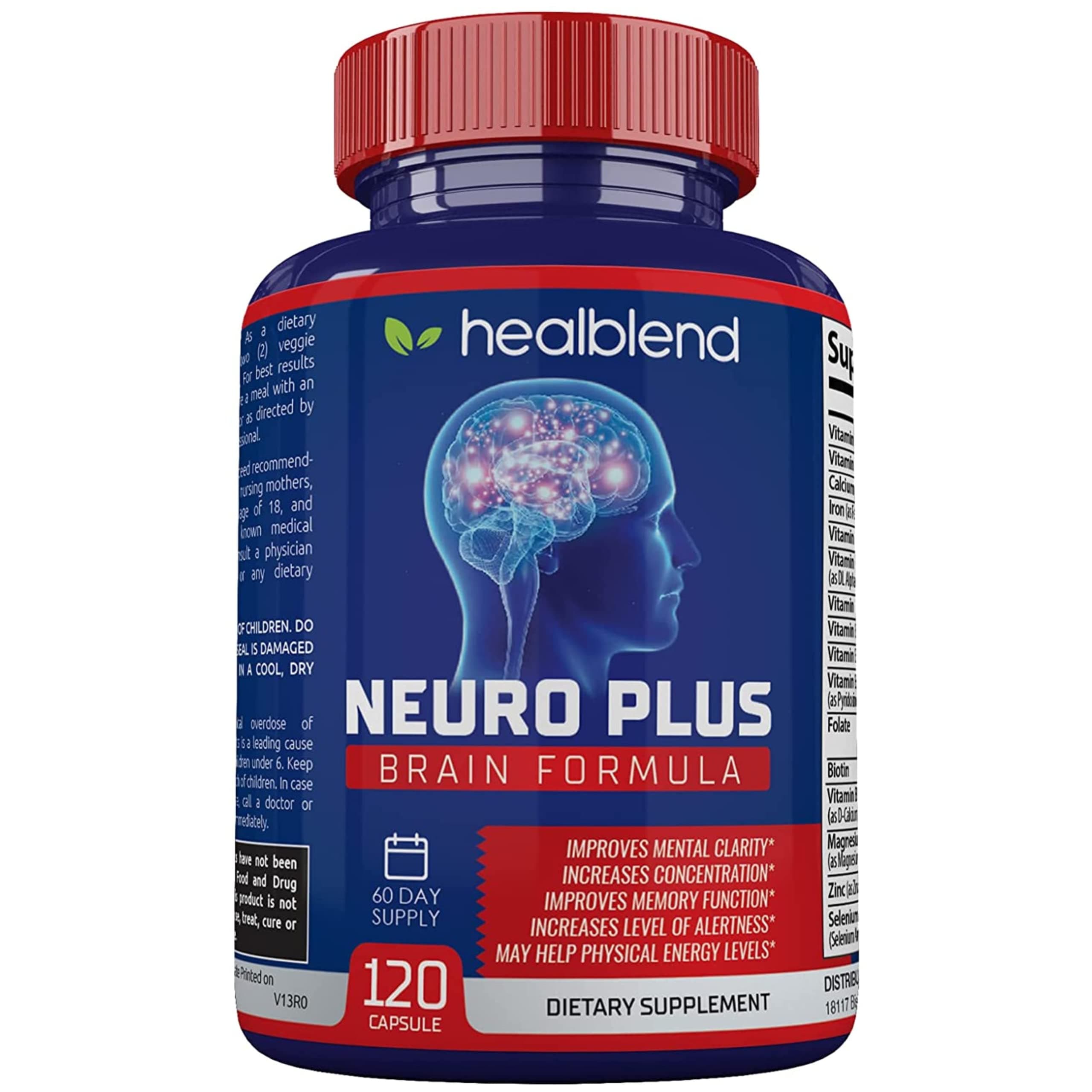 Neuro Plus Brain & Focus Formula - Brain Booster Supplement, Supports Mental Clarity, Memory & Focus - Enhances Concentration, Cognitive Function & Mental Clarity – 120 Capsules