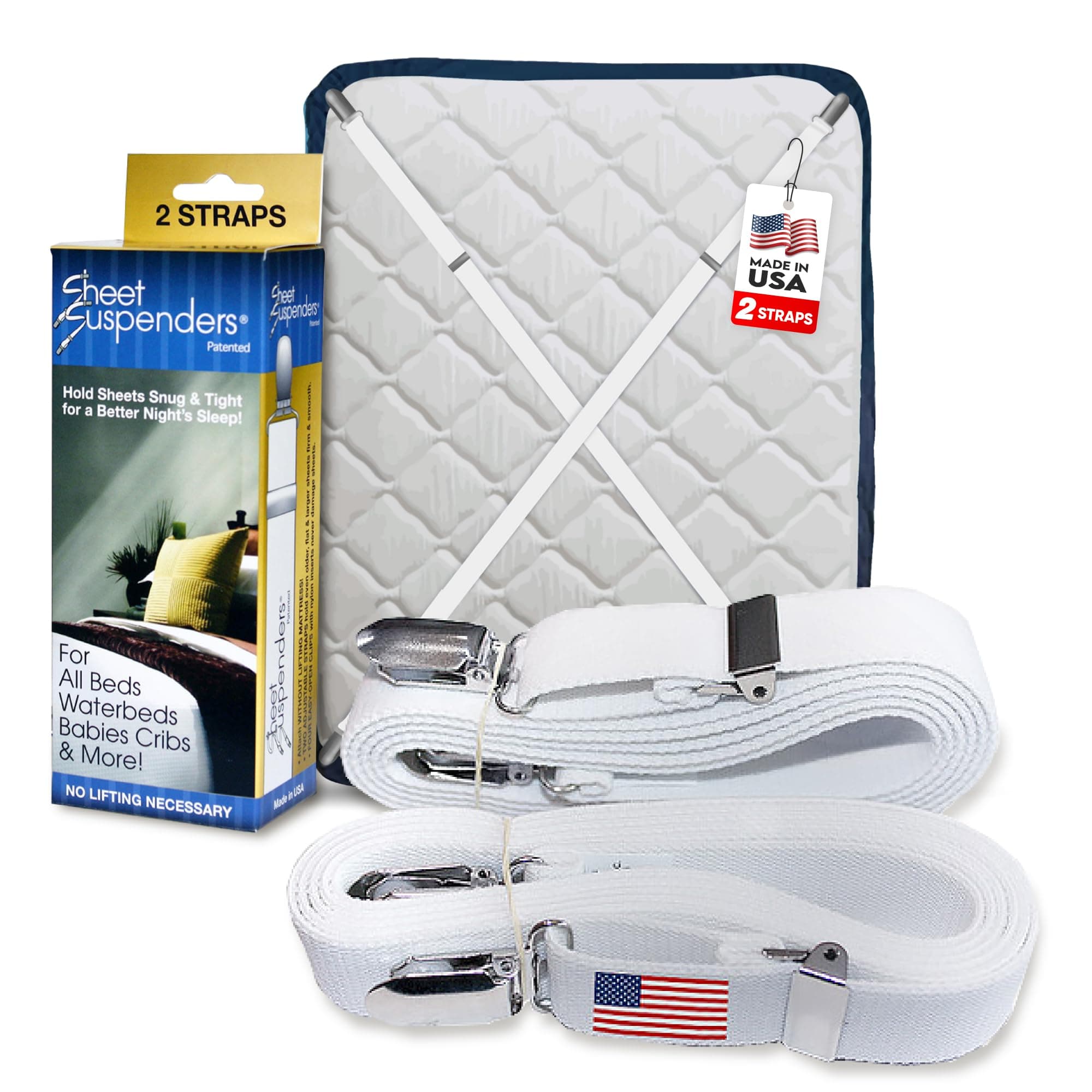 Sheet Suspenders Original Bed Sheet Straps with Clips Holder - Fitted Sheet Straps, Bed Sheet Holder, Bedsheet Clips/Straps - Fits All Mattress Sizes