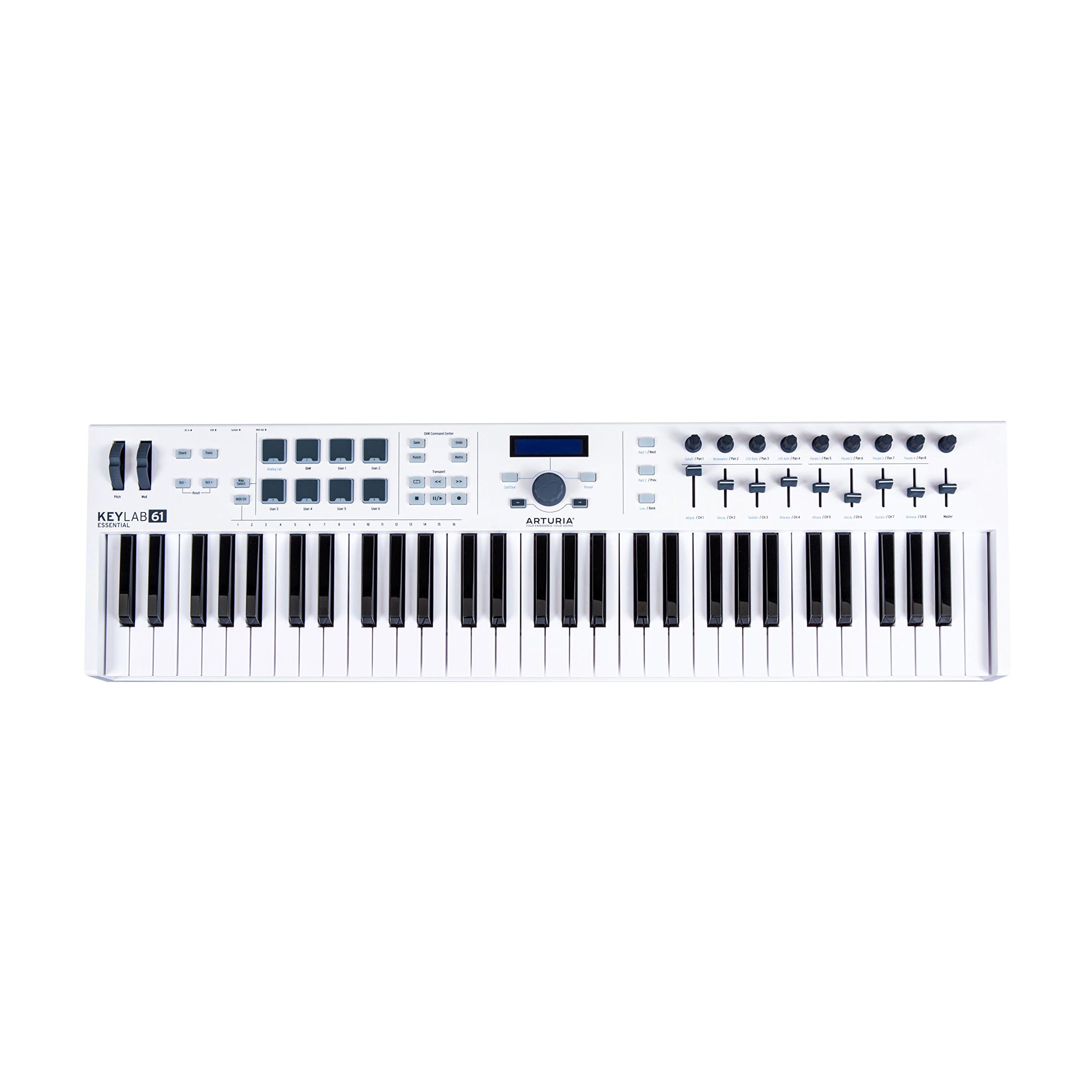 KeyLab Essential 49 - 49 Key USB MIDI Keyboard Controller with Velocity Sensitive Synth Action Keys, 8 Drum Pads, 9 Faders, 9 Knobs and Analog Lab V Software Included