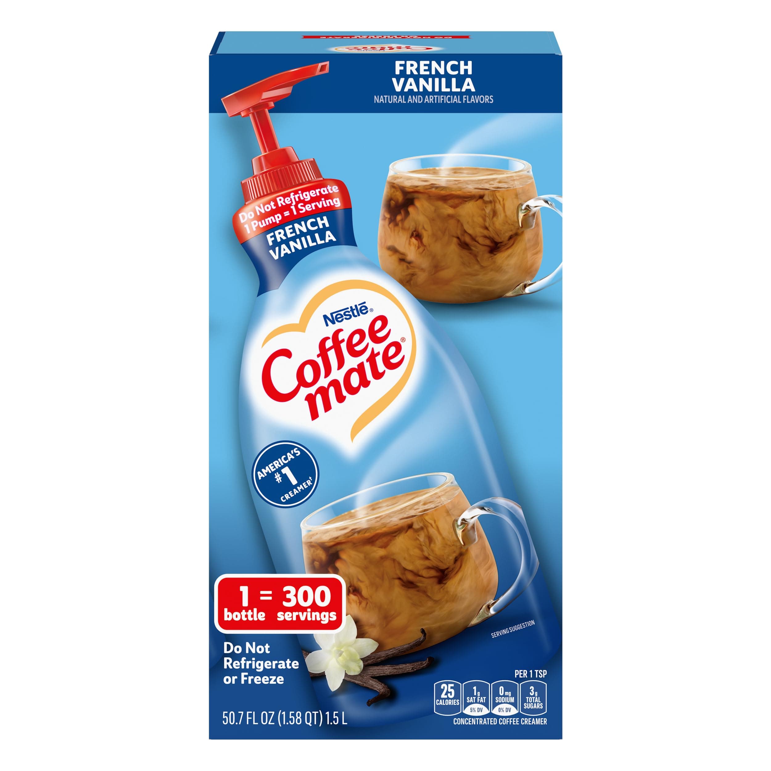 Liquid Coffee Creamer, Pump Dispenser, French Vanilla 1.5 Liter