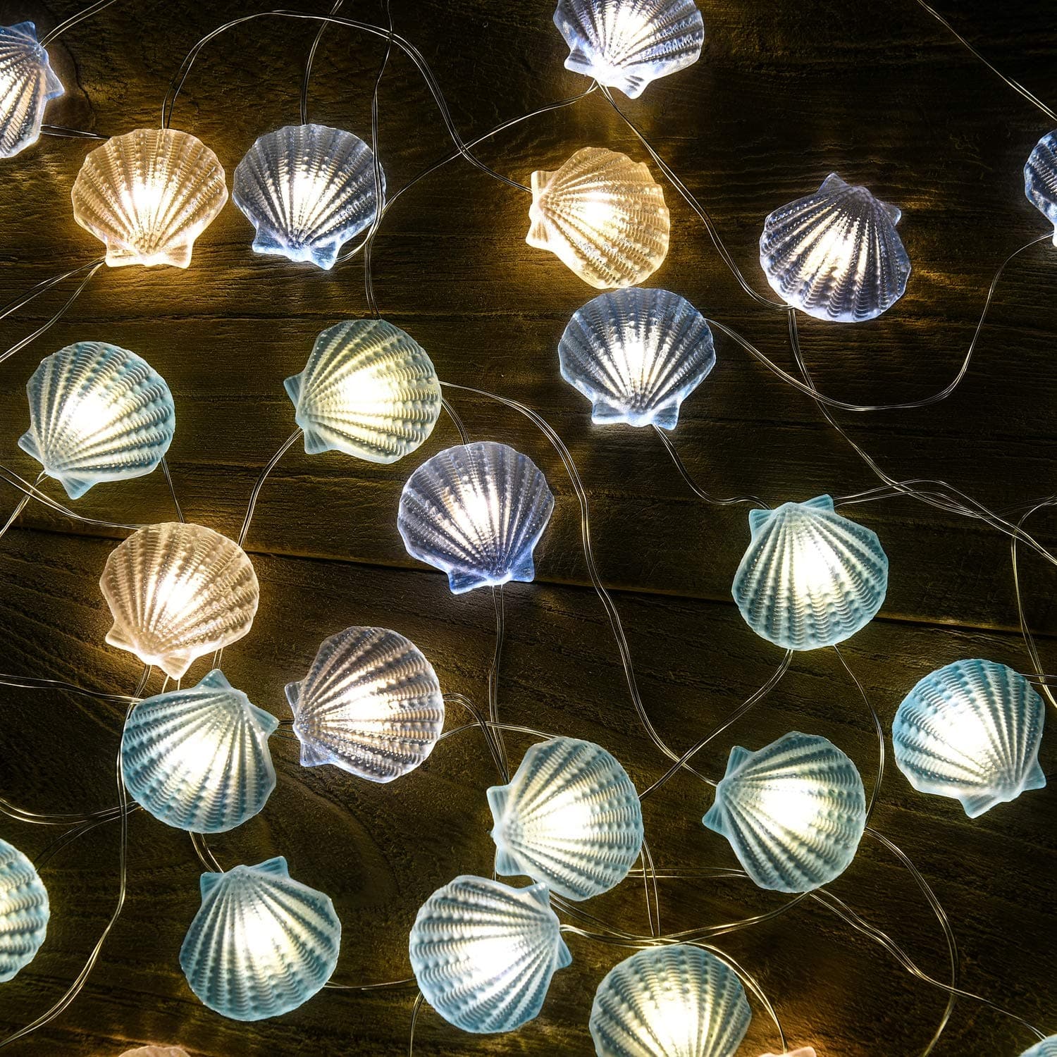 Nautical Decor Beach Decor led String Lights Sea Shells Under The sea Beach Decorations for Home Coastal Ocean Summer Theme Party Navy Blue for Room Bedroom Wall Table Centerpieces Battery Operated