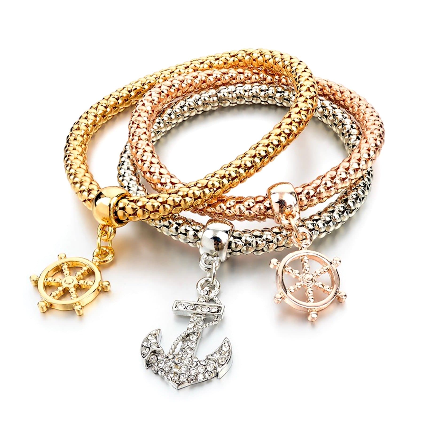 Pearl & Swarovski Crystal Stylish Charm Bracelet for Women-Girl-Ladies Heart-Love Dangling Fashion Jewellery.