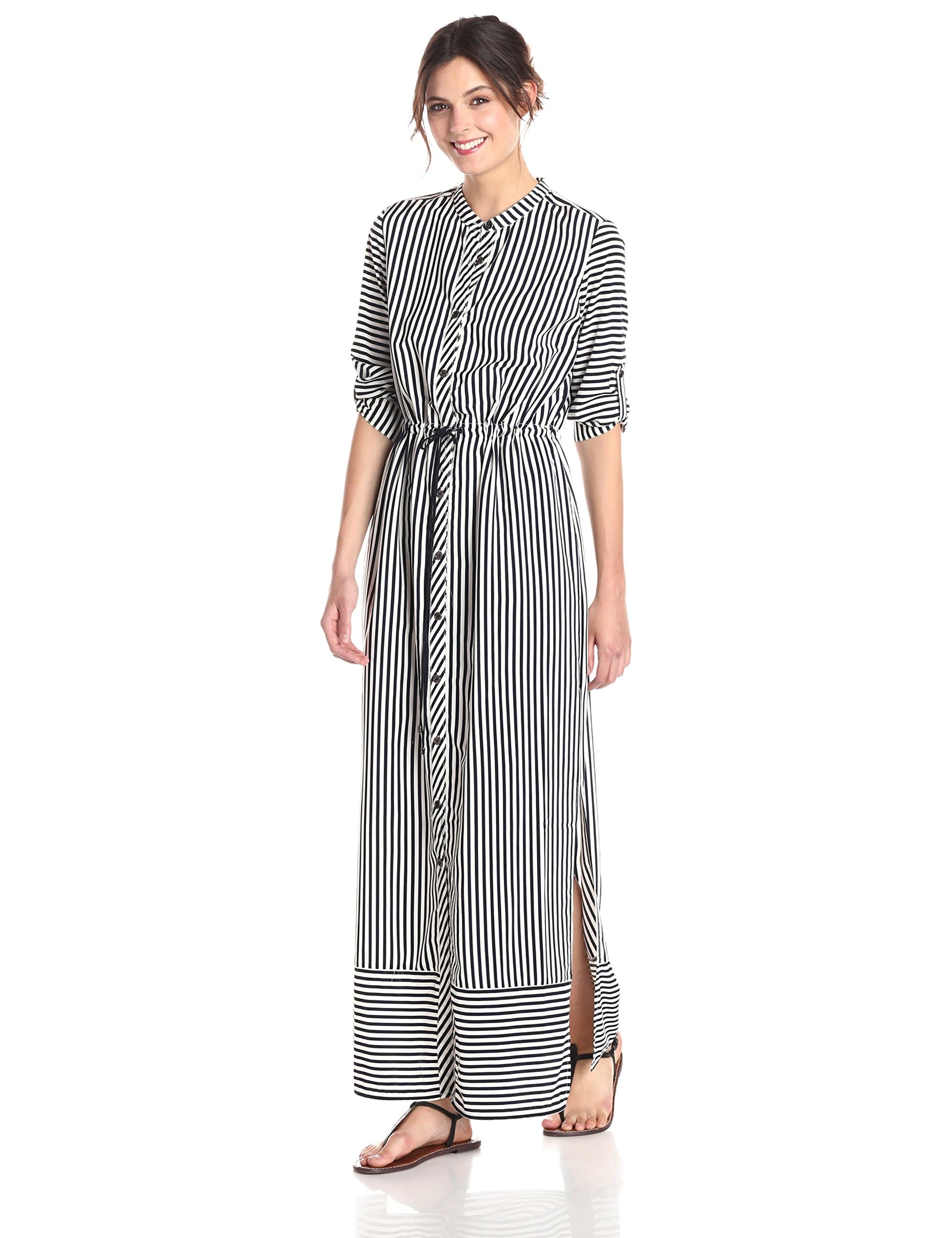 Adrianna Papell Women's Striped Maxi Shirtdress