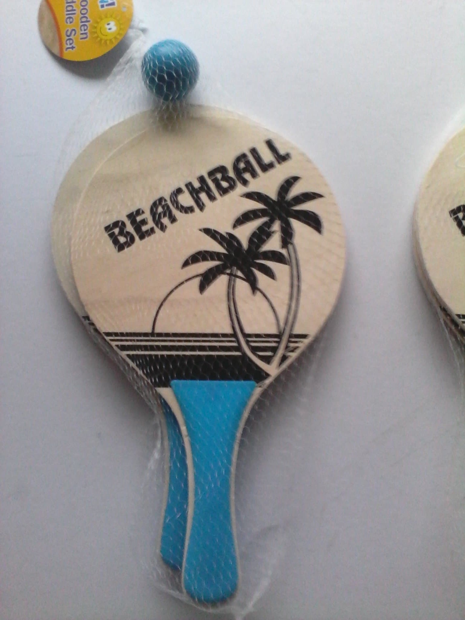 Summer Holidays Wooden Beach Bat & Ball set in Blue Child / Adult Summer Fun New Free Postage