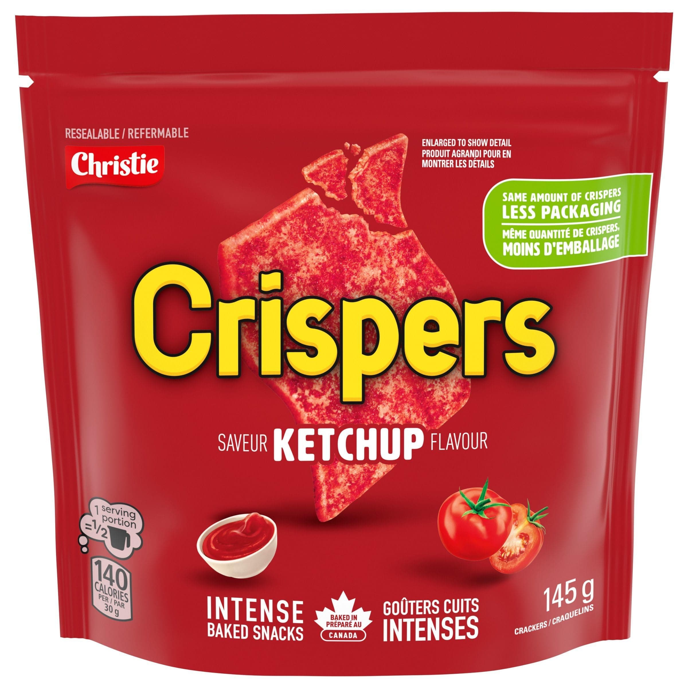 Mondelez International Christie Crispers Ketchup Crackers, 145g/5.1 Ounce, Bag, Imported from Canada}