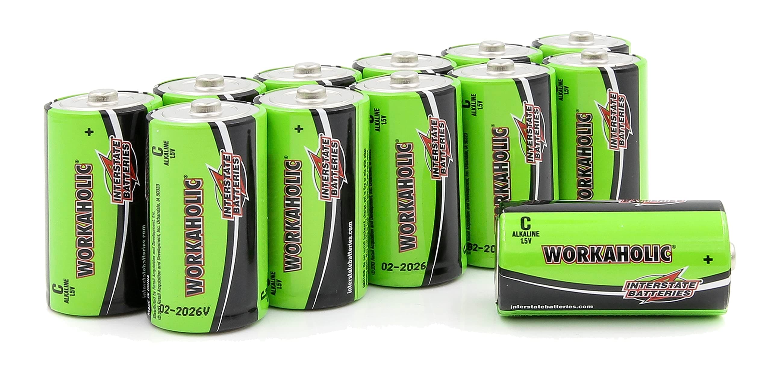 Interstate Batteries C Cell Alkaline Battery (12 Pack) All-Purpose 1.5V High Performance Batteries - Workaholic (DRY0080)