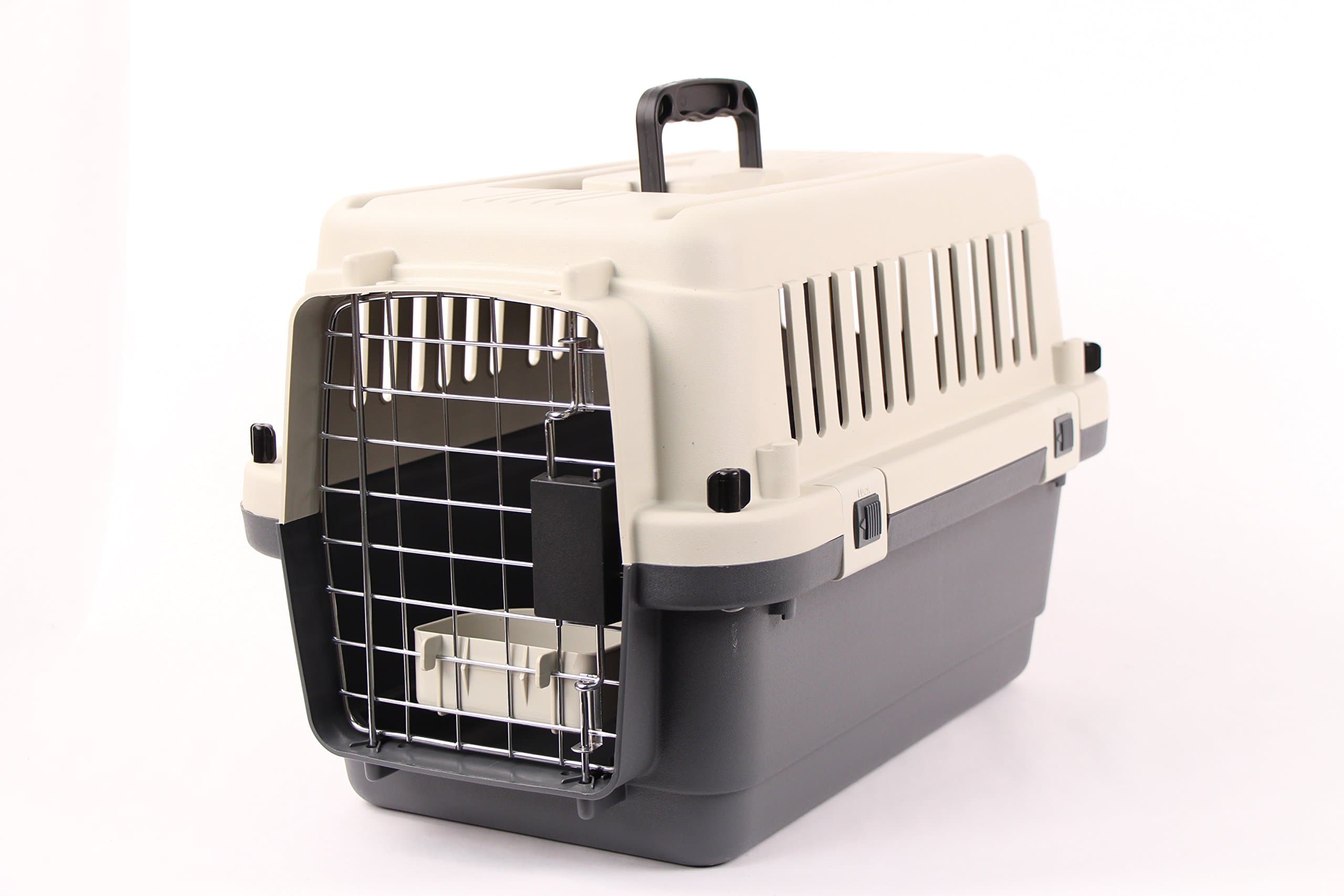 JunkieDog Pet Kennel Direct 22" Airline Approved Plastic Dog/Cat Pet Kennel Carrier or Air Travel with Chrome Door and Free Cup Foldable Dog Travel Crate