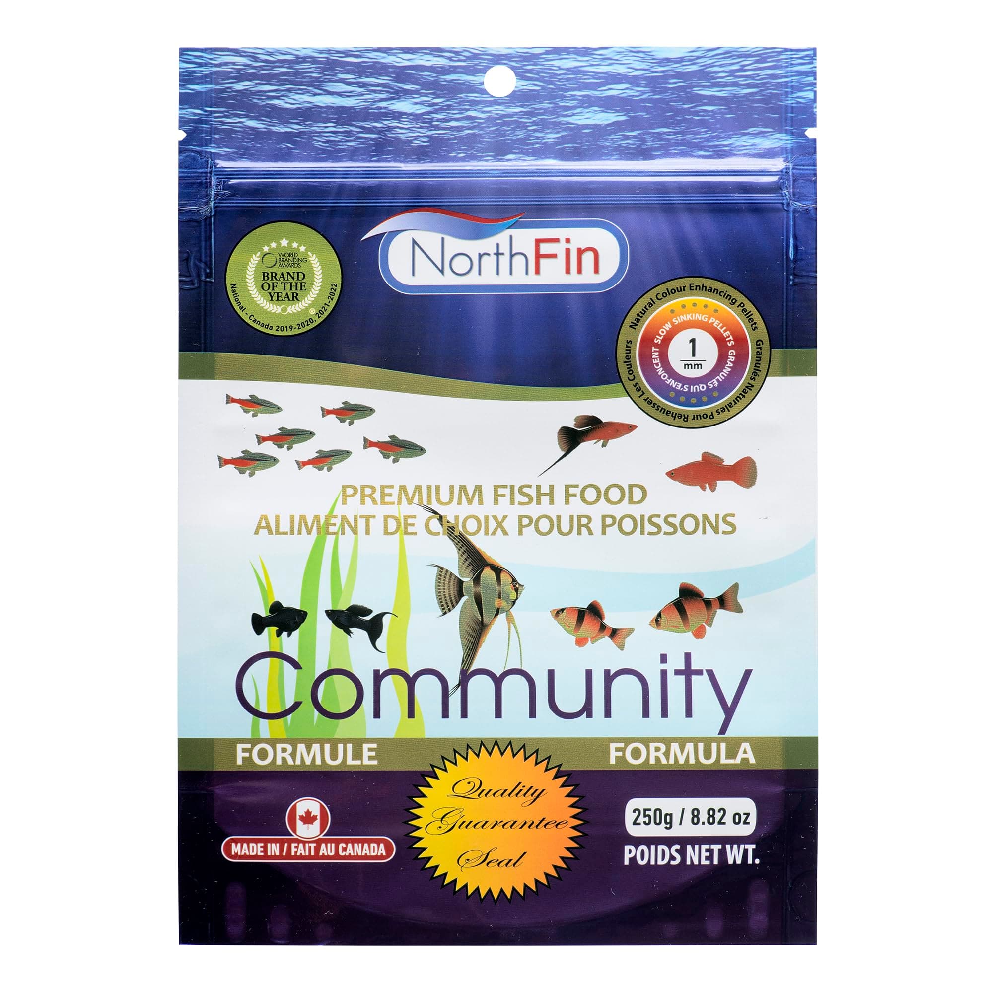 Fish Food Community Formula Slow Sinking Pellets (1mm 250g)