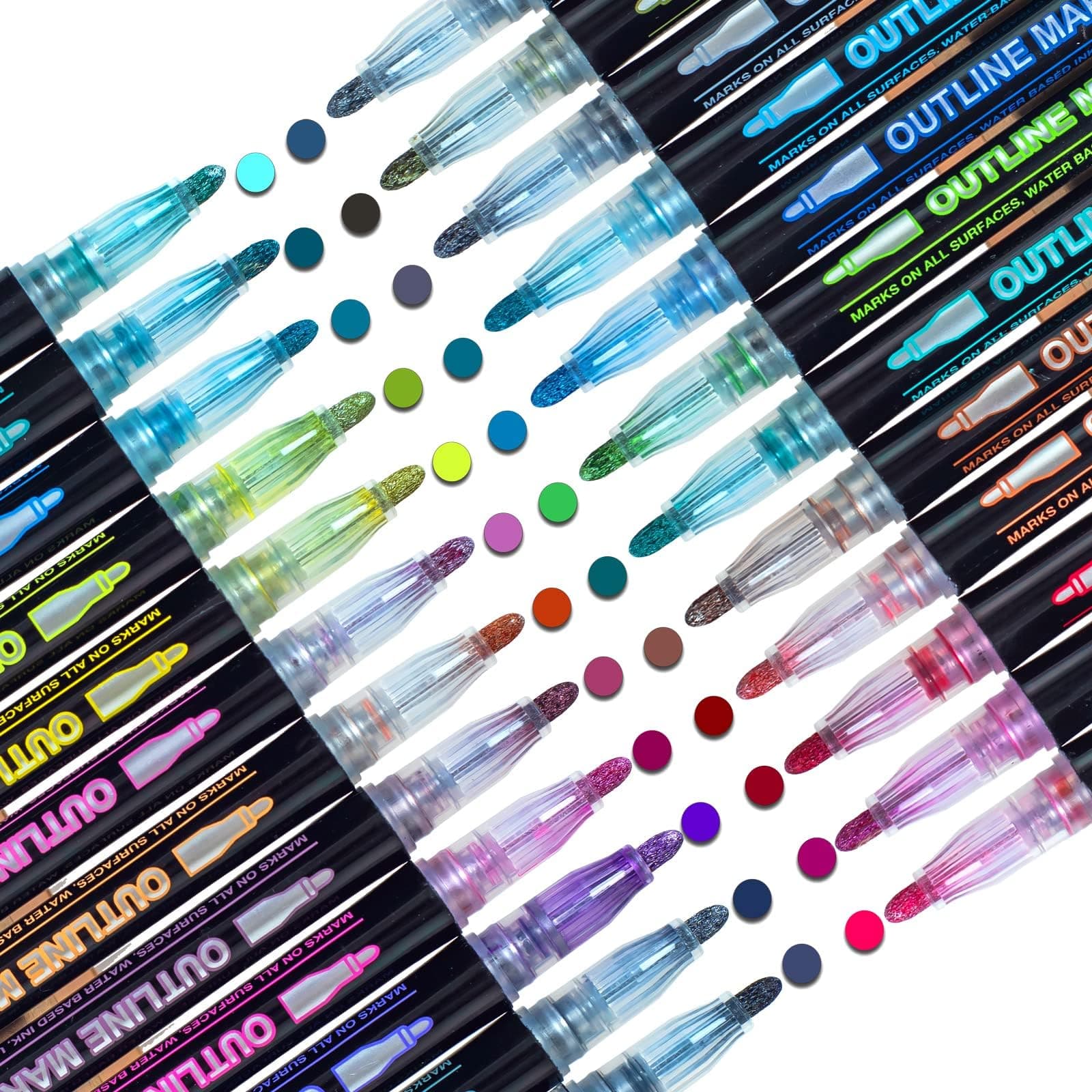 Muchcute Glitter Shimmer Outline Markers