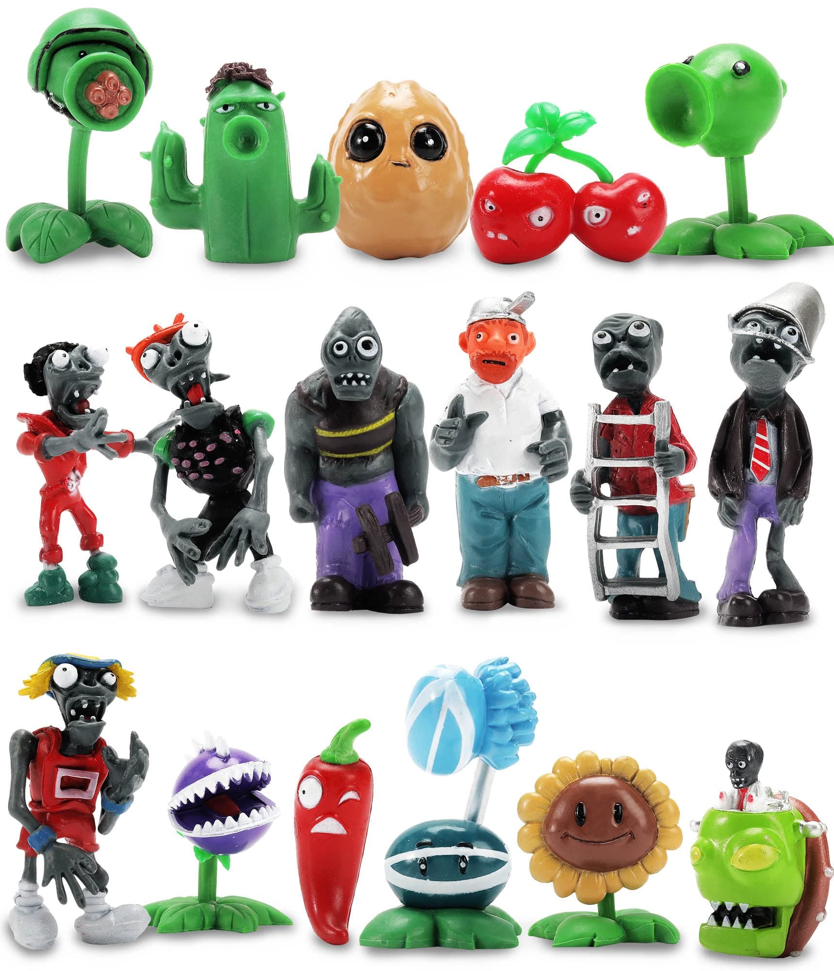 17Pcs Plants and Zombies Figures Toys, PAZ Figurines Cake Topper Cupcake Decorative Toys