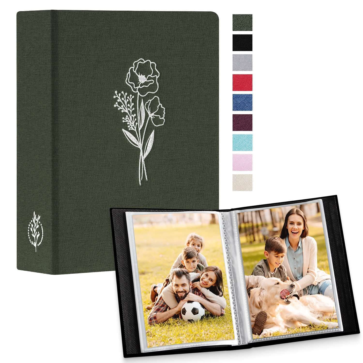 Lanpn Photo Album 4x6 50 Pictures 2 Packs, Small Mini Capacity Linen Photo Book Sets, Each Pack Holds 100 Top Loader Vertical Only Picture for Kids Boy Girls Green