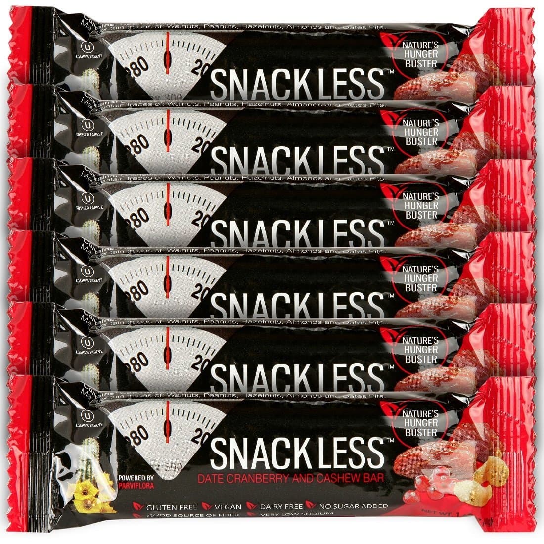 Snack Less Weight Loss Bar - Nature's Hunger Buster! Dates, Cranberry and Cashew - 6 Pack