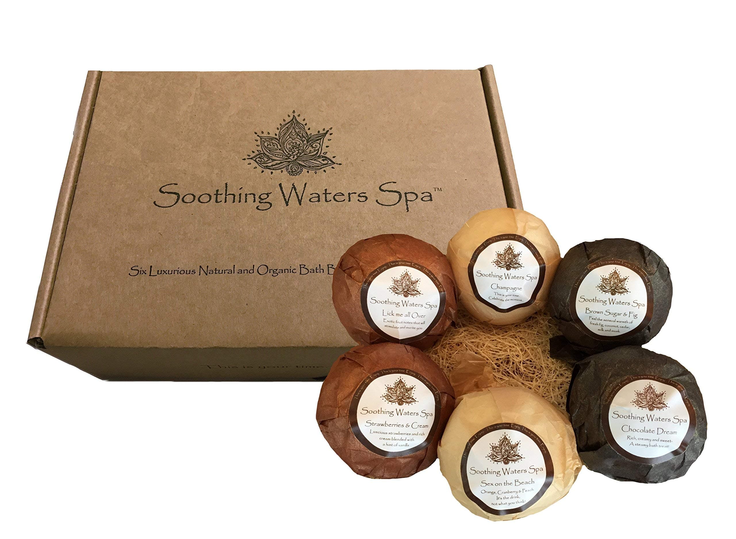 Lover's Valentine Collection Organic & Natural USA Lush Spa Bath Bomb fizzies gift set. Soothe and moisturize dry skin with essential oils & cocoa butter. Best gift idea for women, teen girls, him.