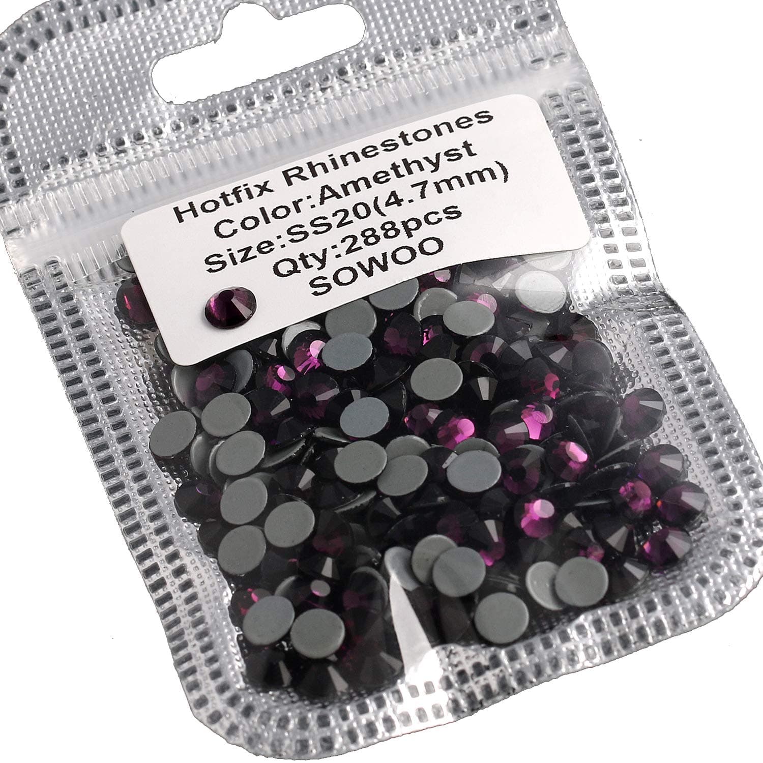 Hotfix Rhinestones Round Shape Flatback Crystal Glass Loose Beads were Fantastic to Decorate Wedding Dresses Shoes Article Containers and Nails|288PCS 16 Facets SS20 Precision Cut Amethyst|SOWOO