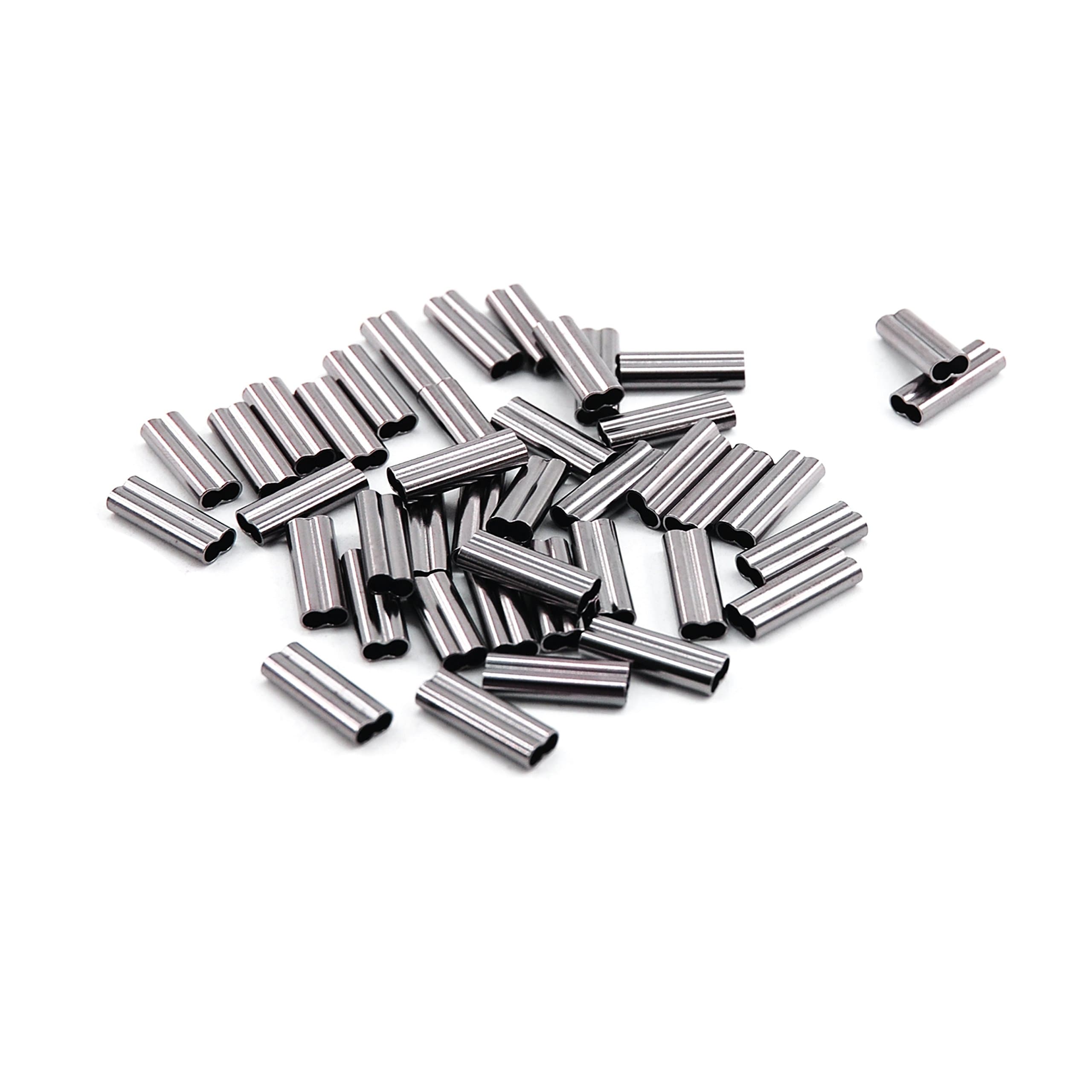Shaddock Fishing Double Barrel Crimp Sleeves 100pcs High Strength Brass Copper Tube Connector Inside Diameter 0.6-2.6mm (Inside Dia 0.8mm-100pcs)