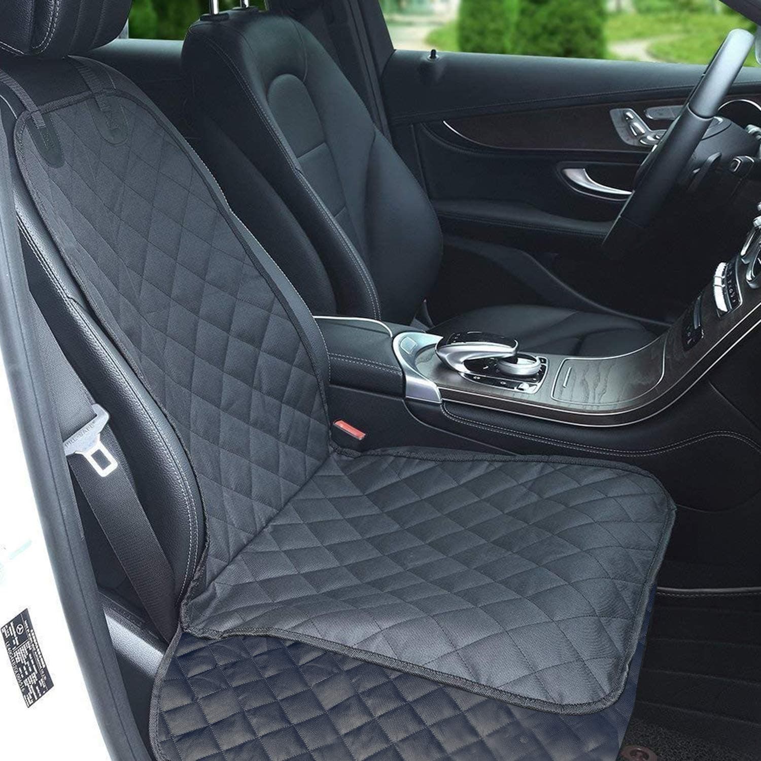 Dog Car Seat Cover 2 in 1, CHUSSTANG Pet Single Front Seat Mat Booster Seat Waterproof & Non-Slip Seat Protector 4 Layers Fold Down Flaps for Full Front Coverage/Small Basket Hammock with Sturdy Walls