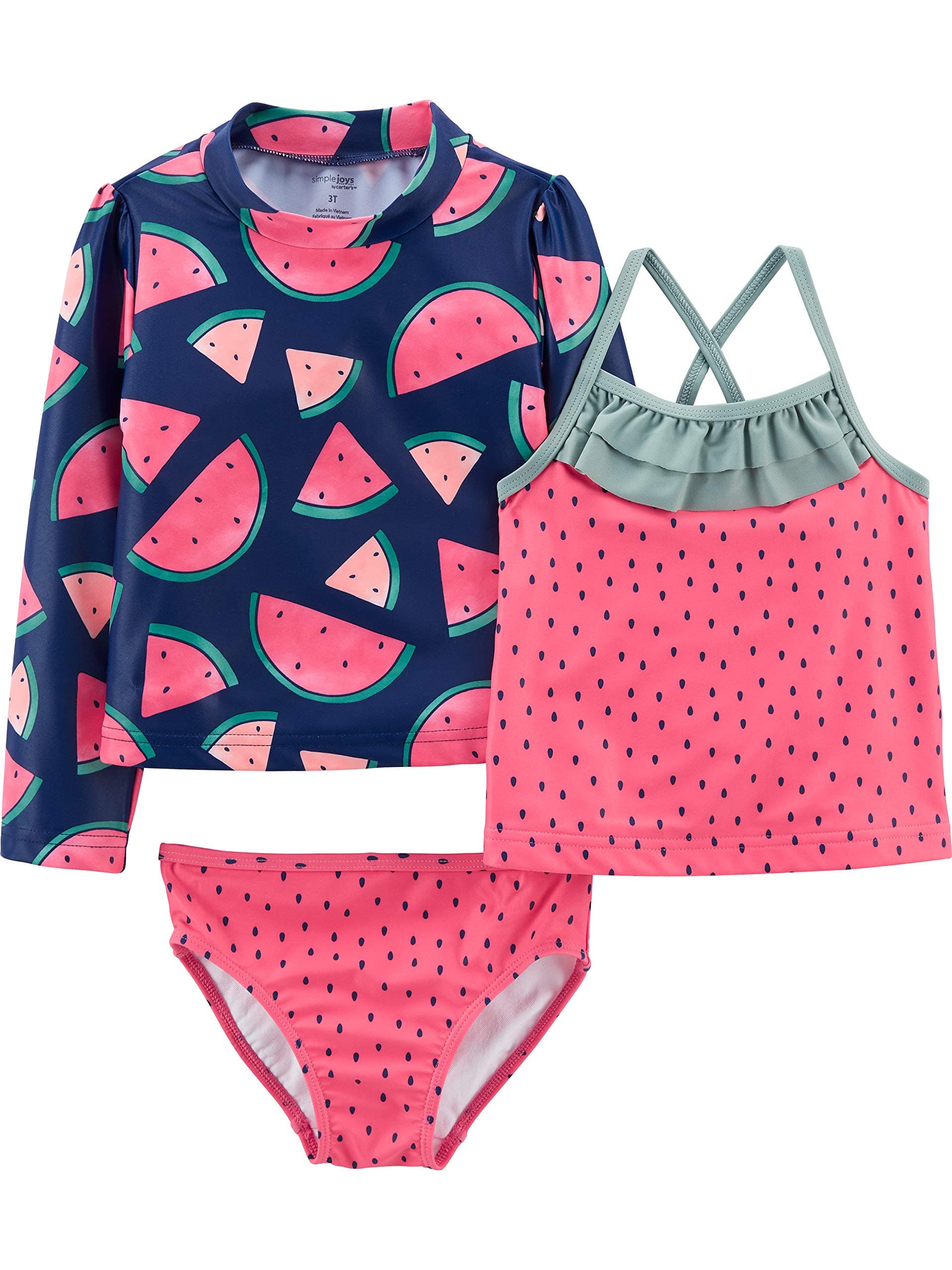 Simple Joys by Carter'sGirls' 3-Piece Assorted Rashguard SetsOEKO-TEX STANDARD 100