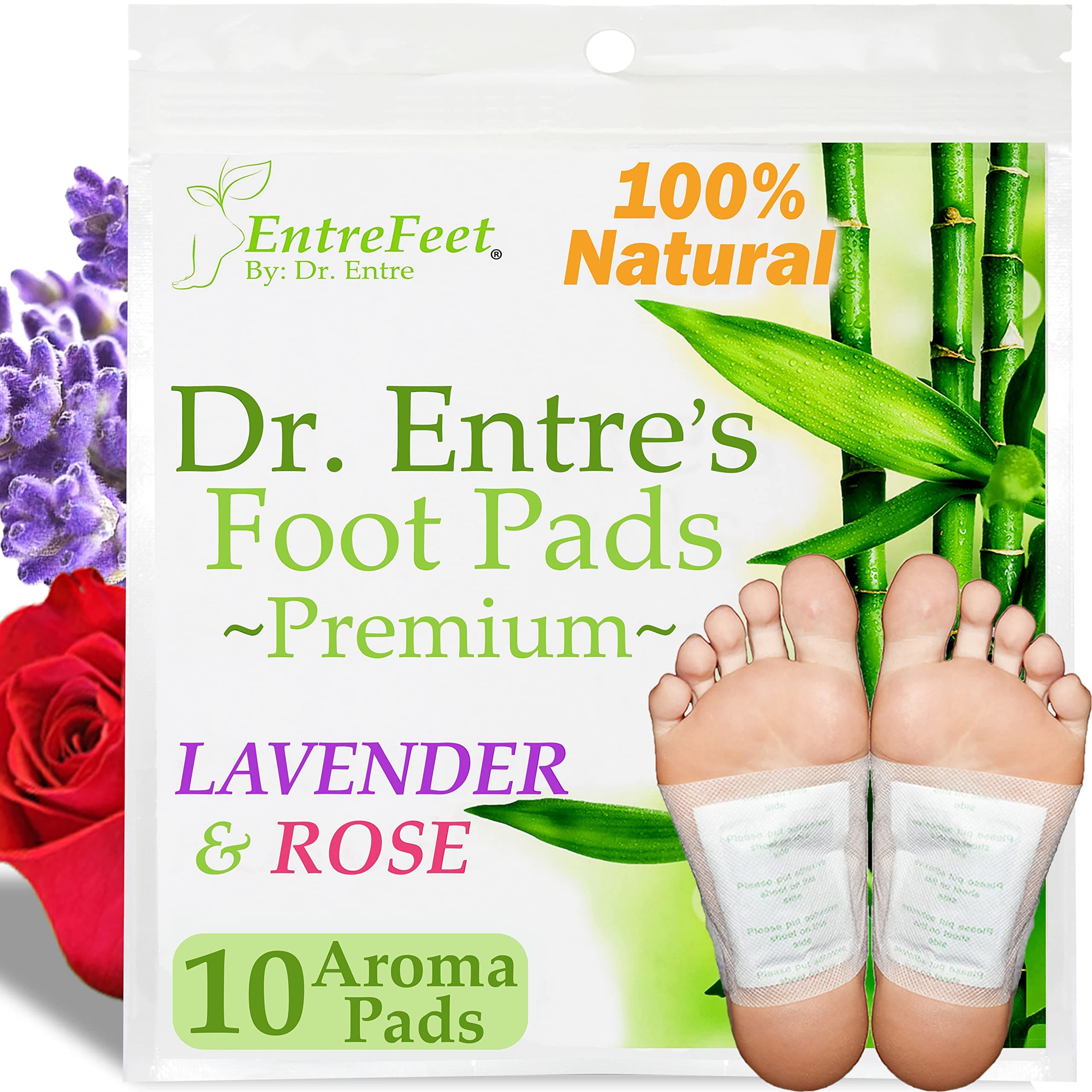 Dr. Entre's Foot Pads: Premium Natural Lavender & Rose Foot Patches | 10 Pack