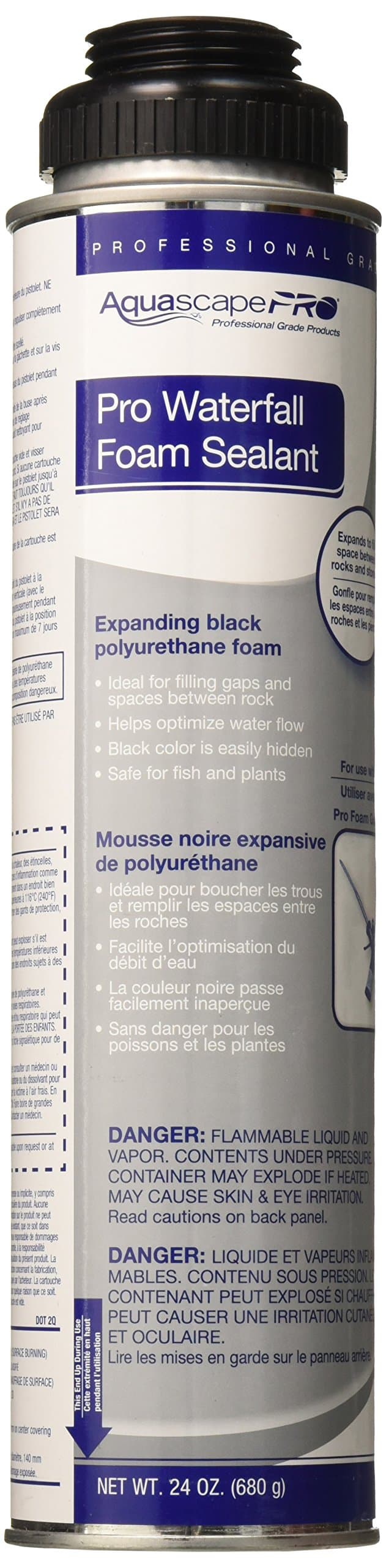 Aquascape - Professional Black Waterfall Foam Can - 24 oz For Water Garden & Pond Use